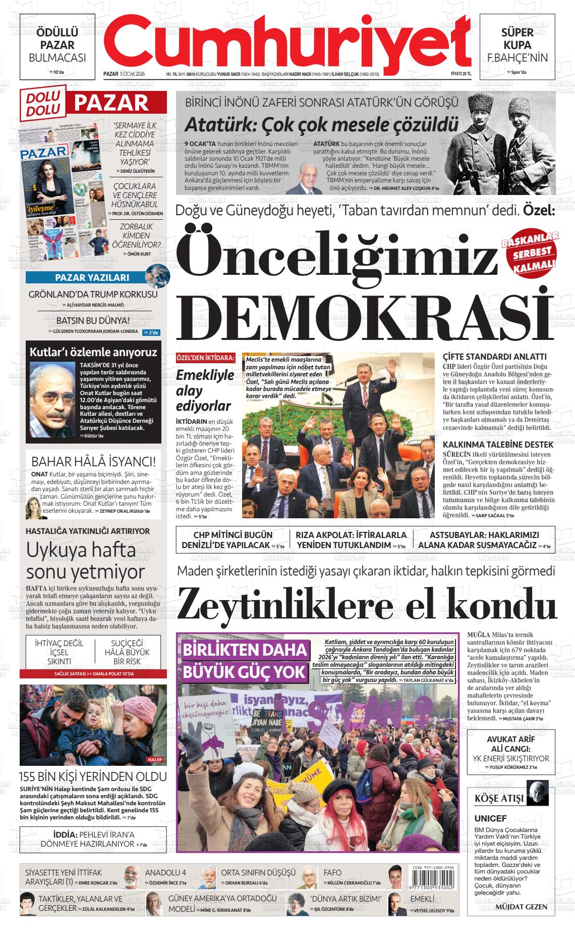 Cumhuriyet Gazetesi 11.01.2026