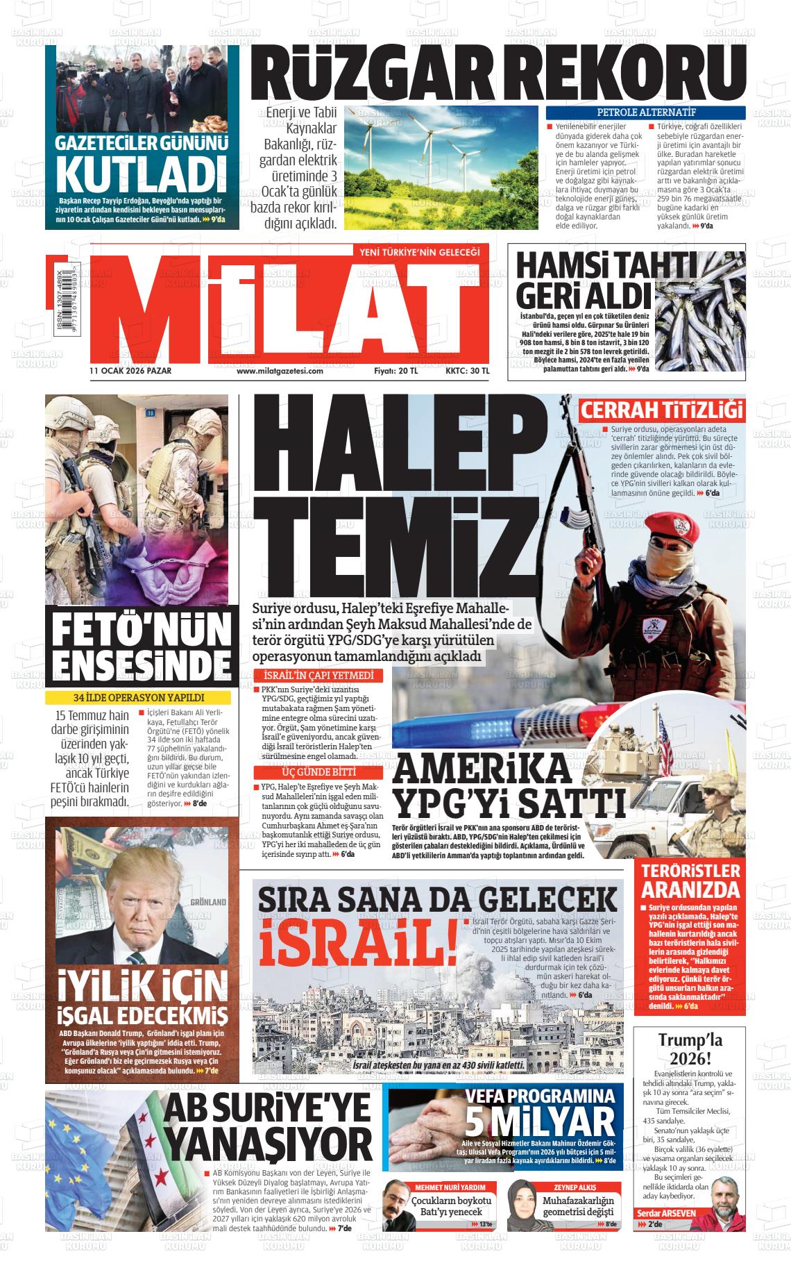Milat Gazetesi 11.01.2026