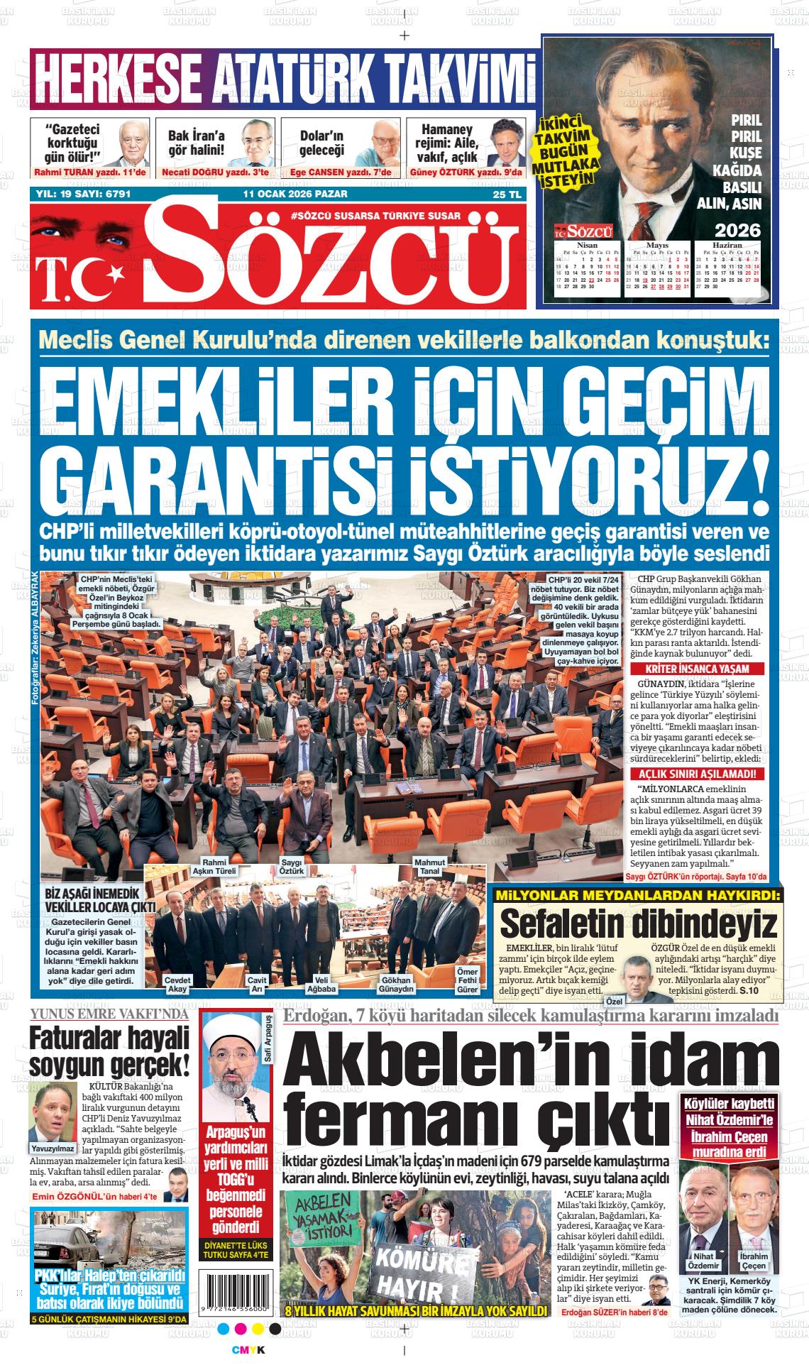 Sözcü Gazetesi 11.01.2026