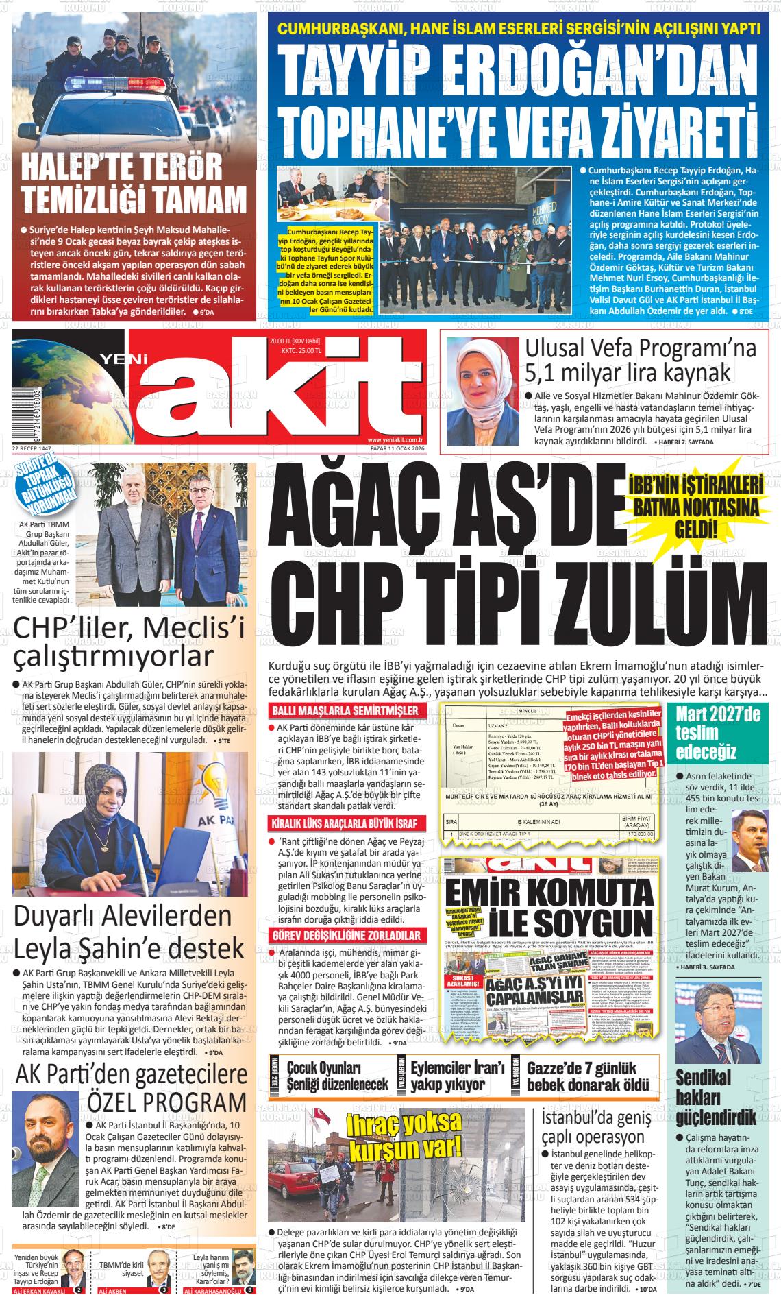 Yeni Akit Gazetesi 11.01.2026