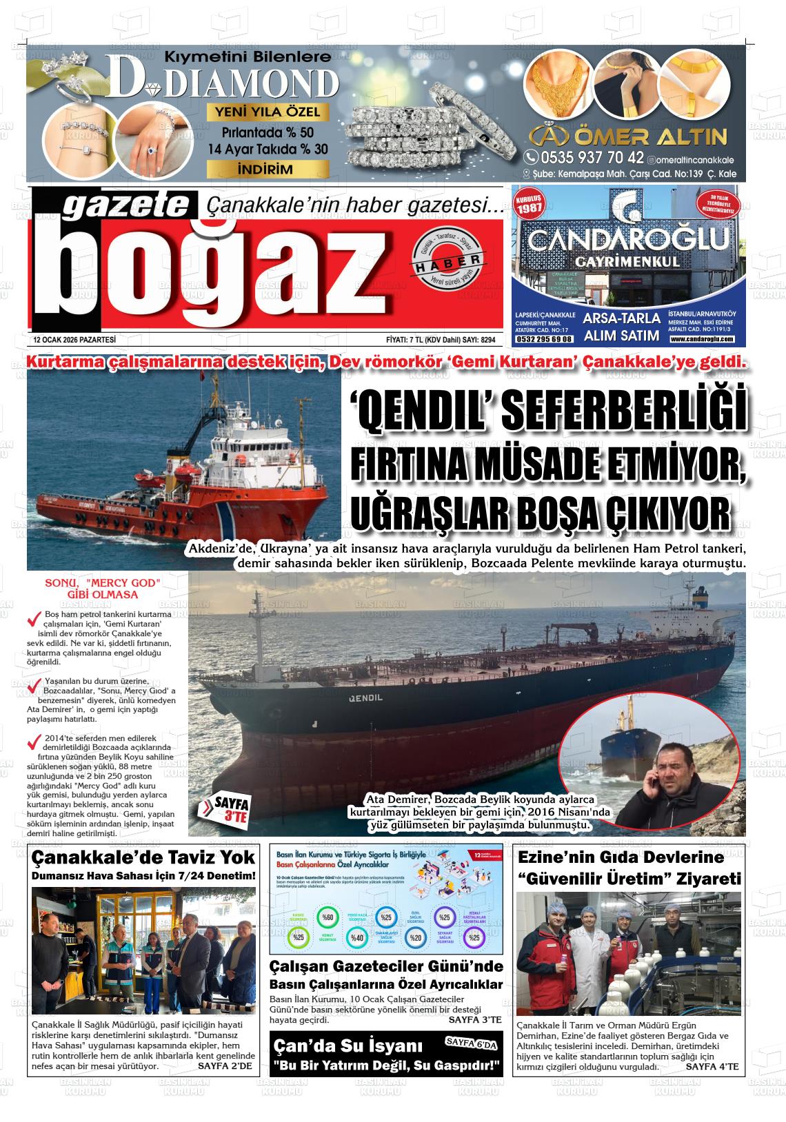 Canakkale Bogaz 12.01.2026