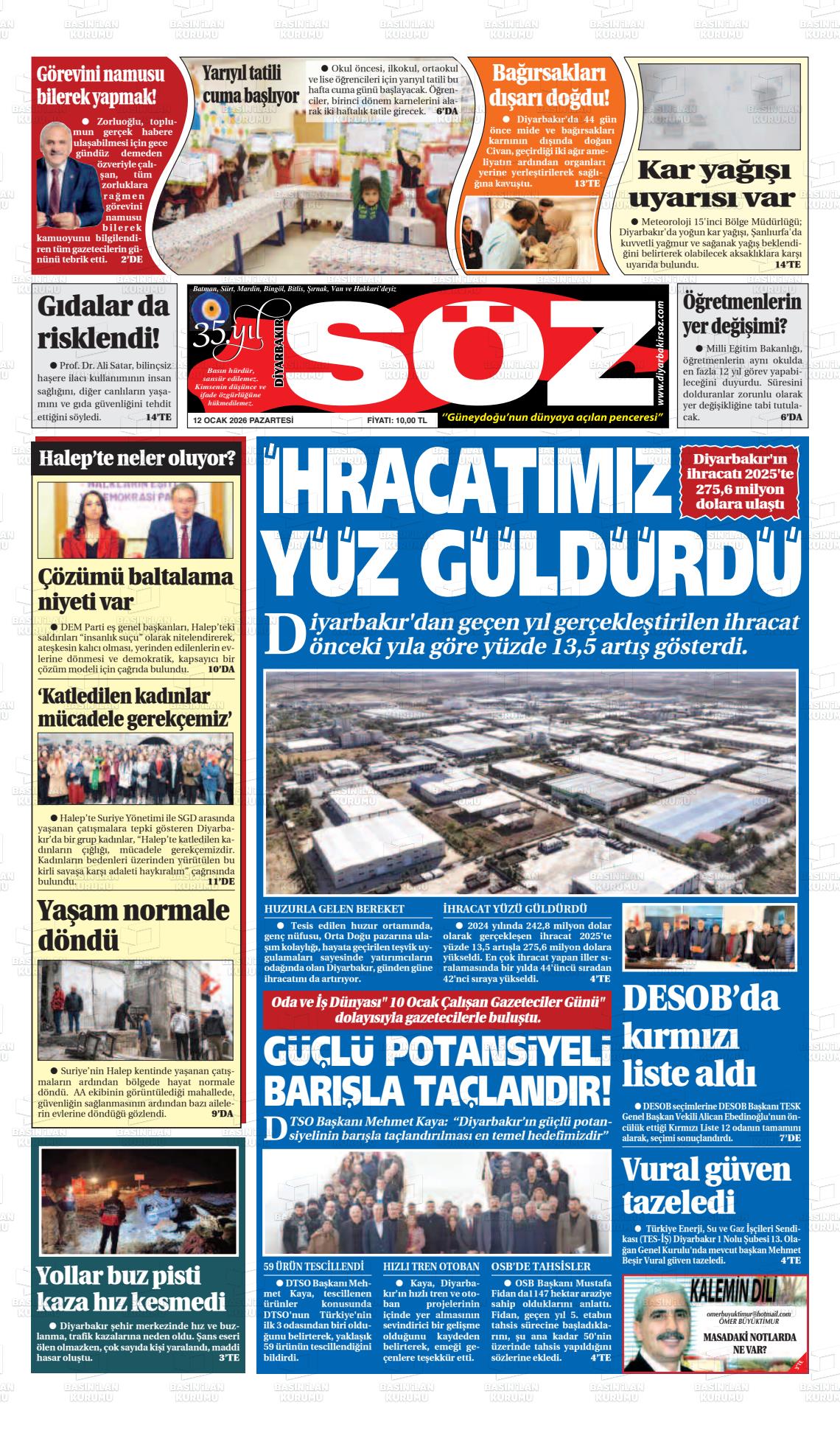 Diyarbakir Soz 12.01.2026