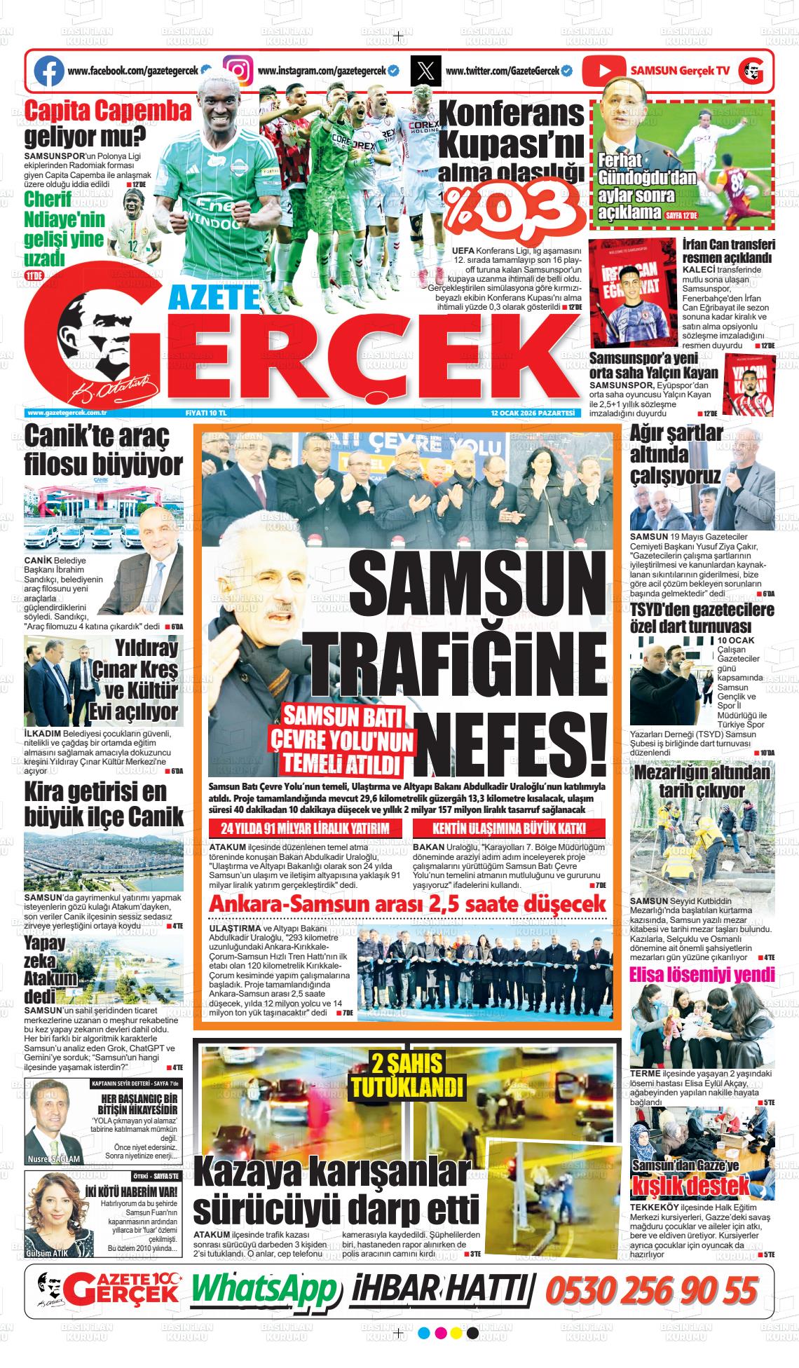 Samsun Gazetegercek 12.01.2026