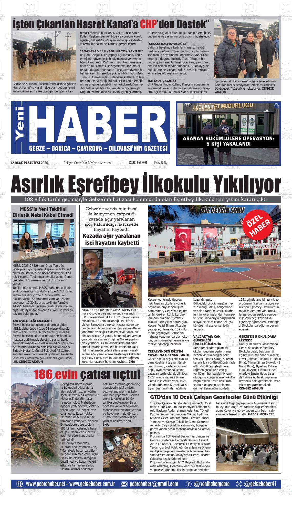 Kocaeli Gebzehaber 12.01.2026