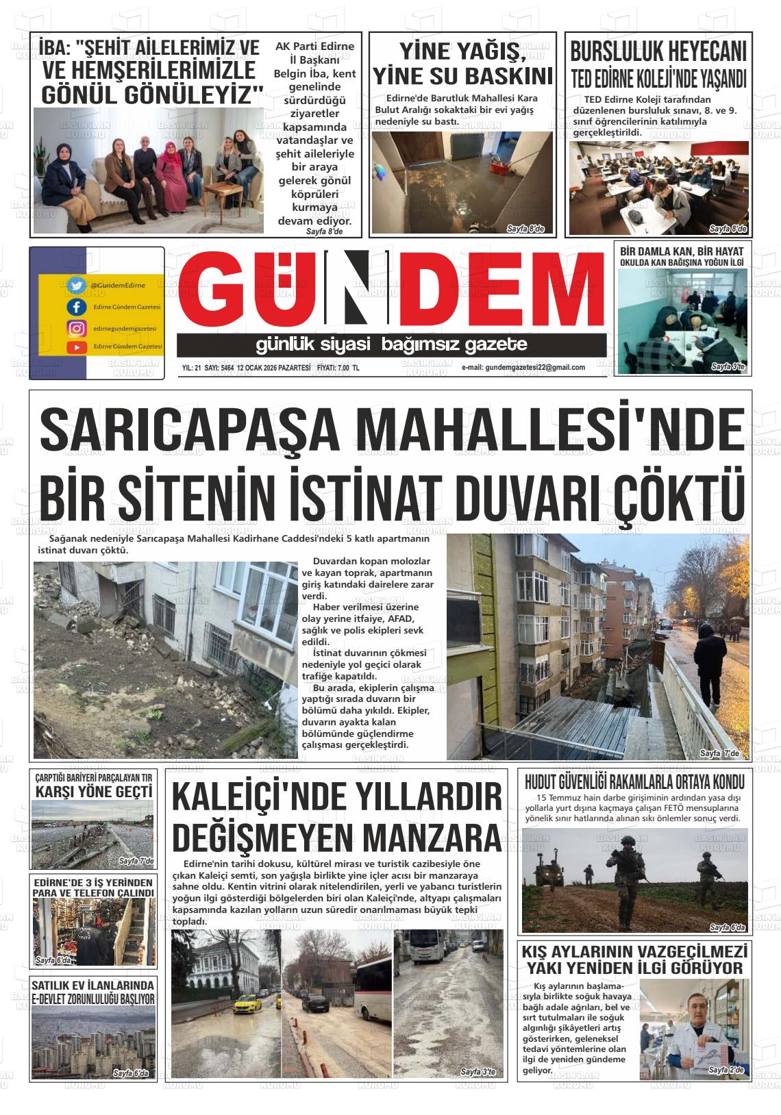 Edirne Gundem 12.01.2026