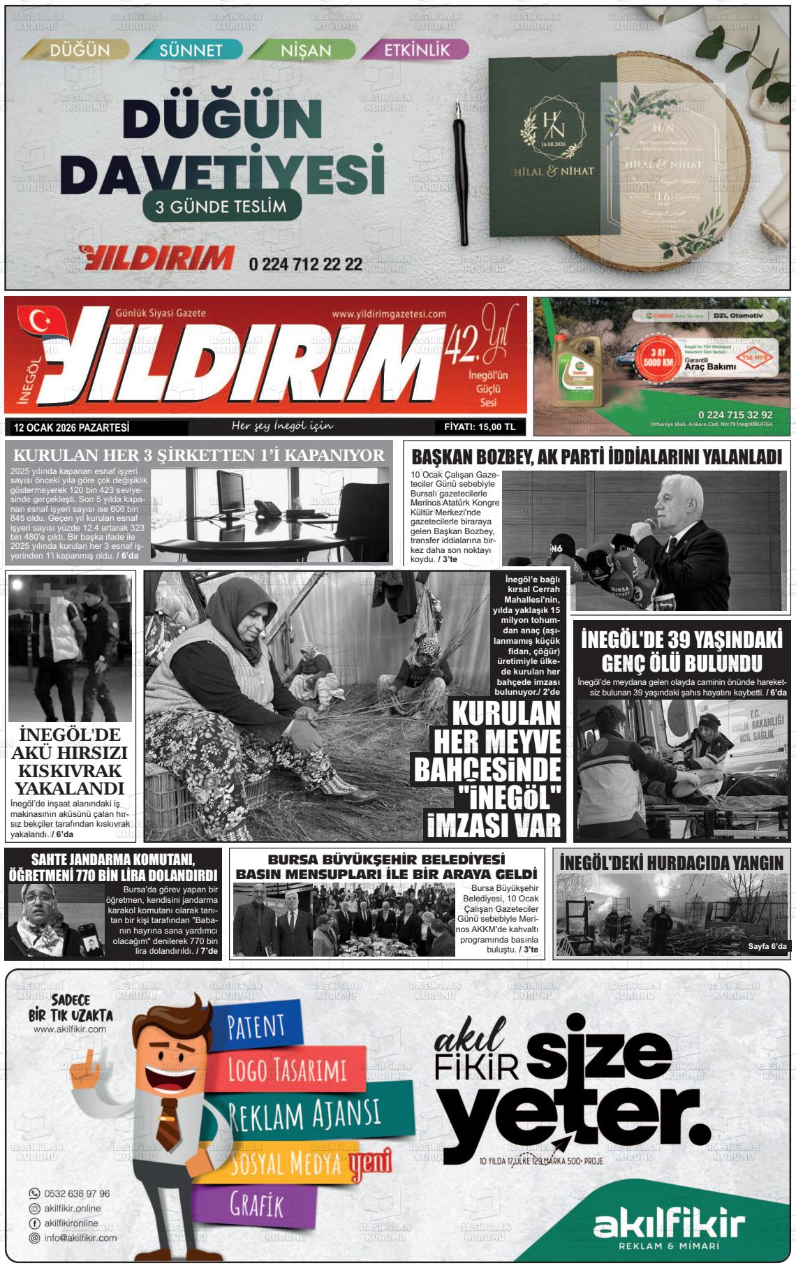 Bursa Inegolyildirim 12.01.2026