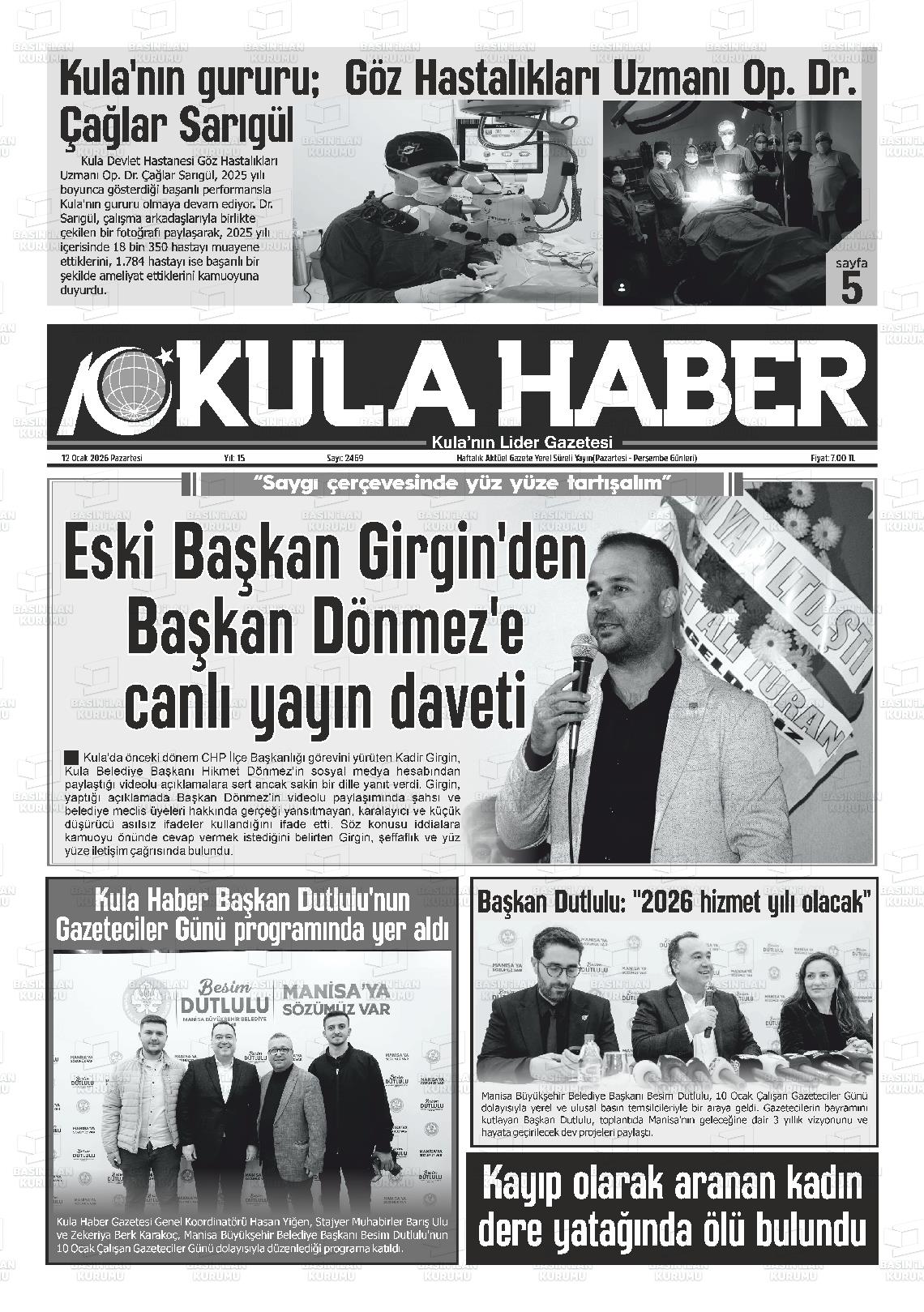 Manisa Kulahaber 12.01.2026