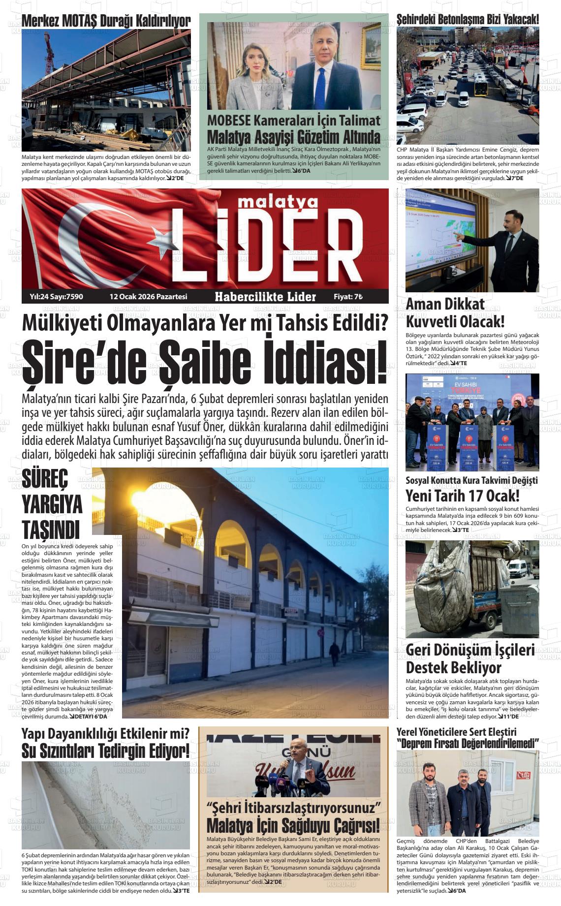 Malatya Sonsoz 12.01.2026