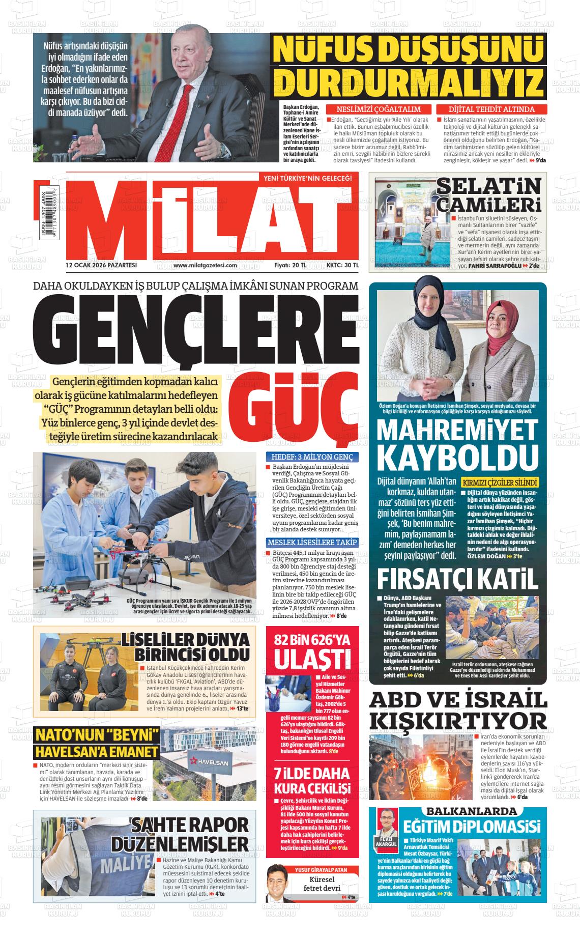 Milat Gazetesi 12.01.2026