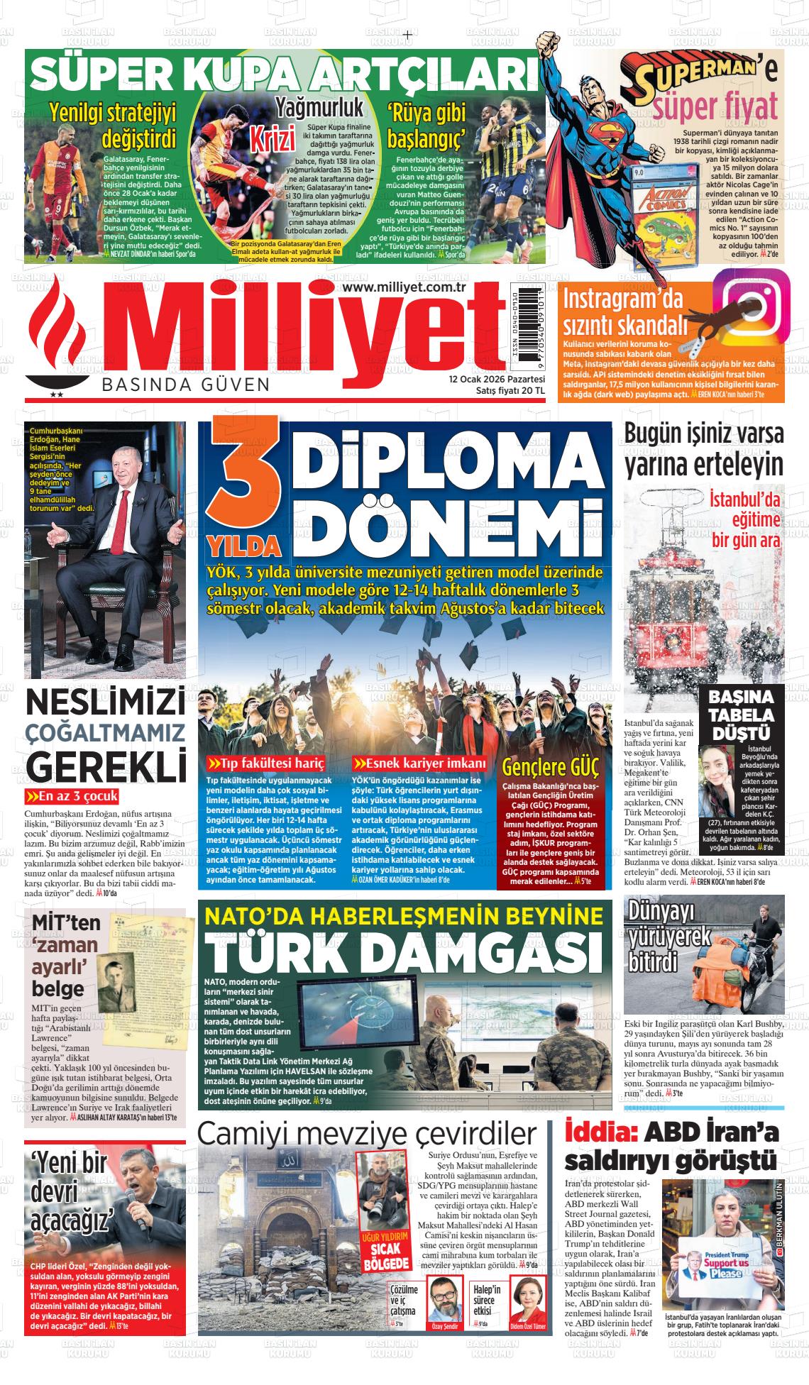 Milliyet Gazetesi 12.01.2026