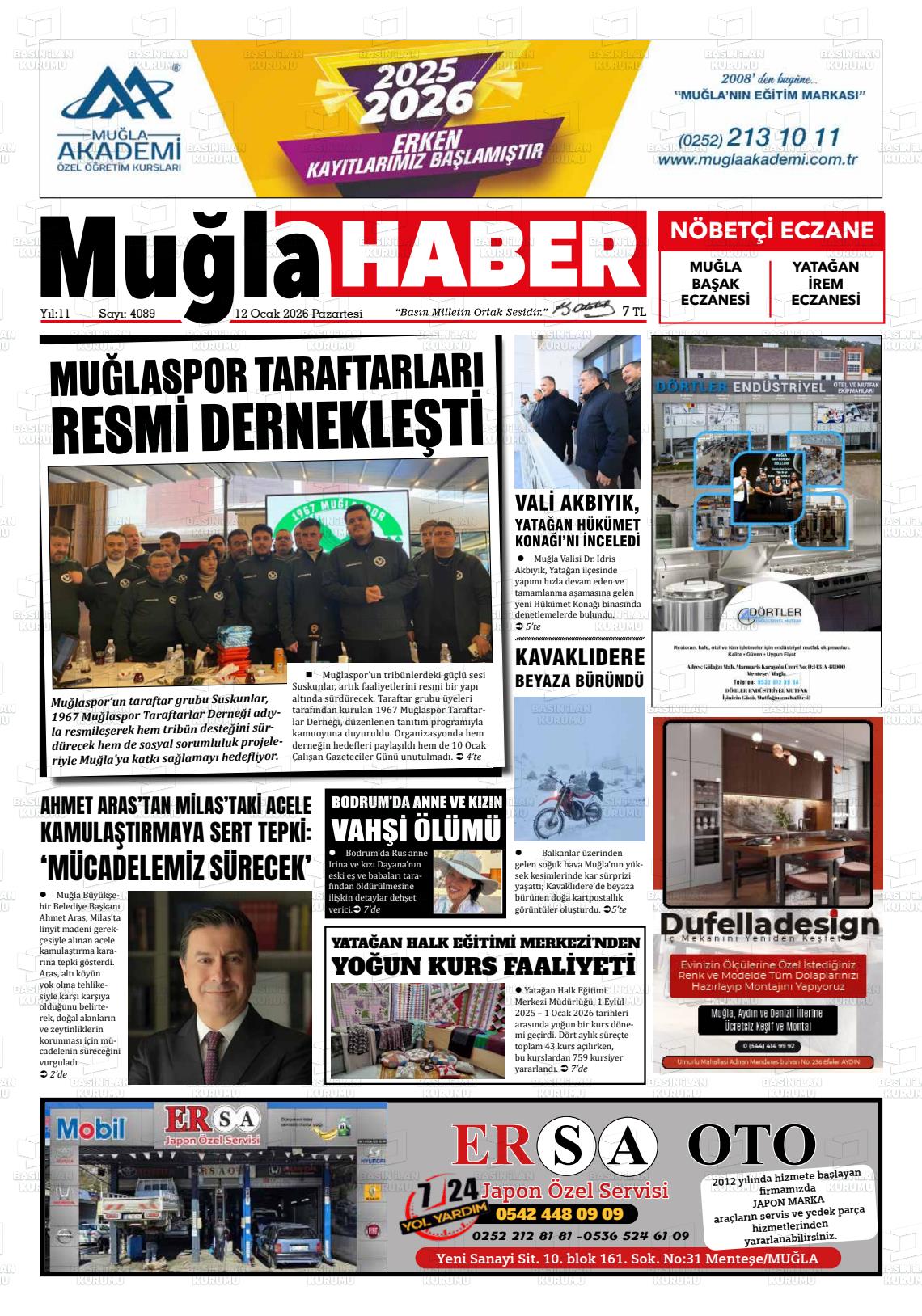 Mugla Haber 12.01.2026