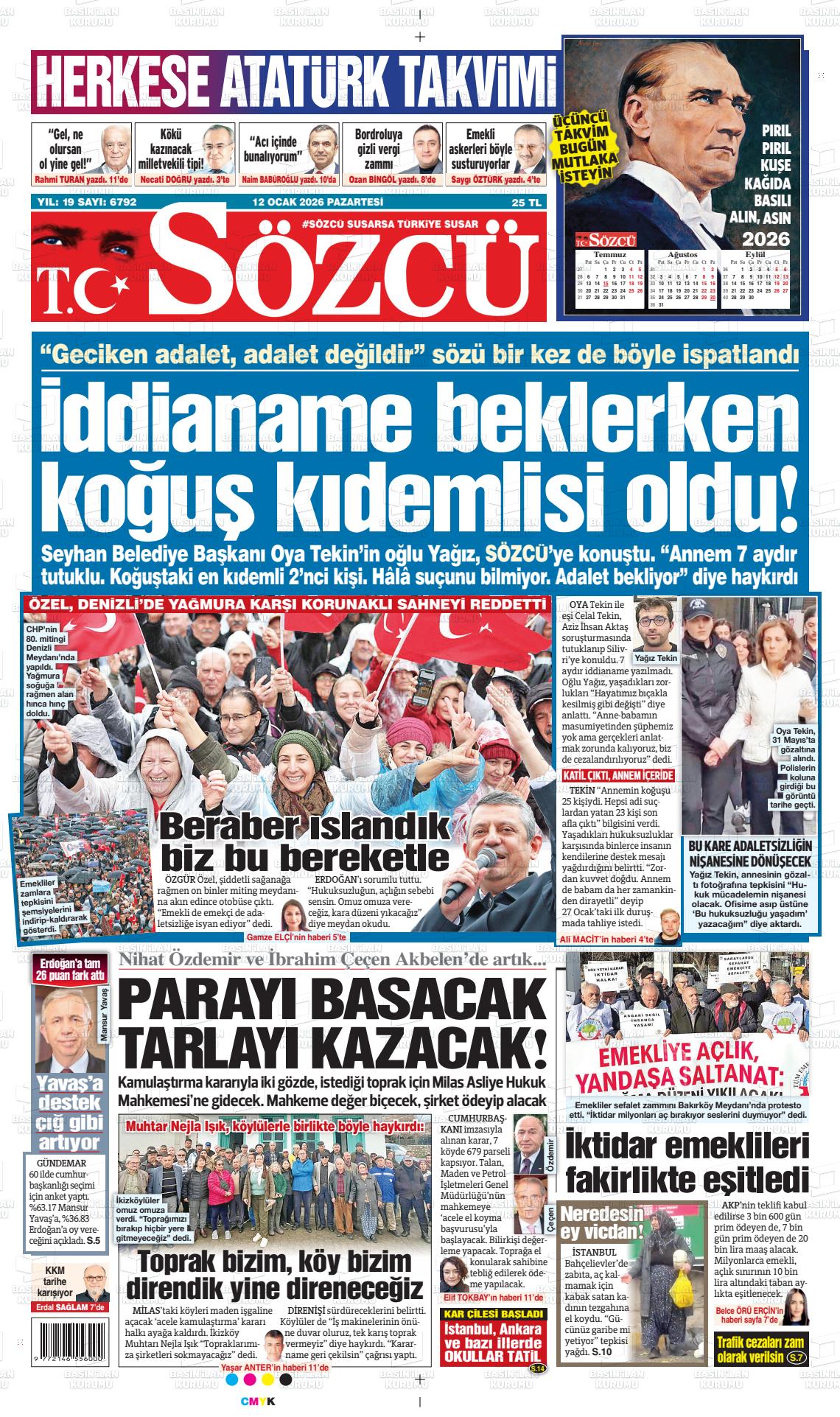 Sözcü Gazetesi 12.01.2026