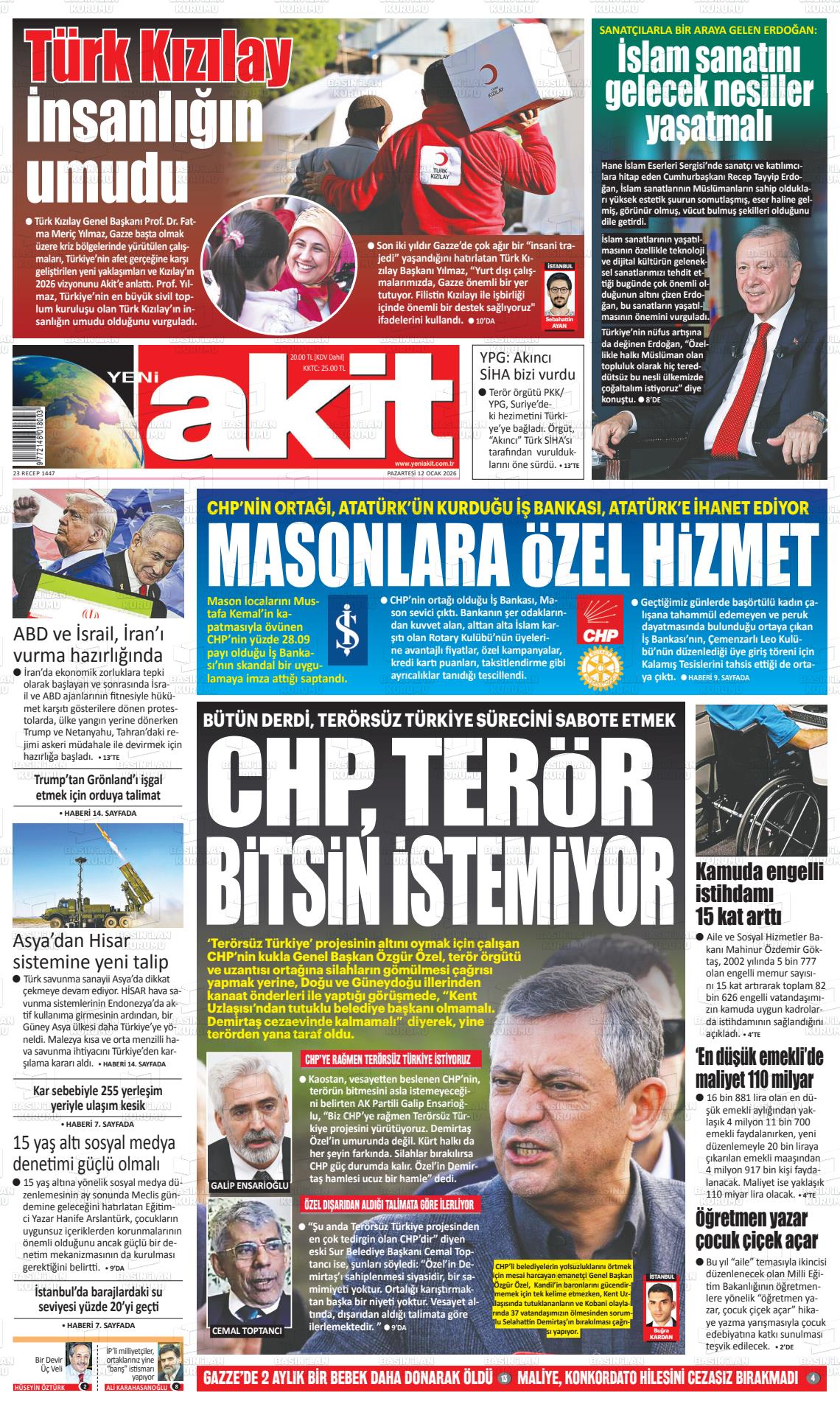 Yeni Akit Gazetesi 12.01.2026