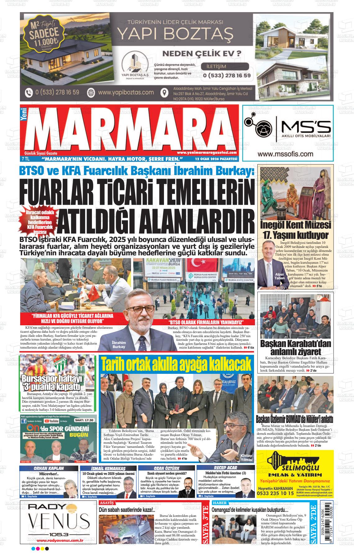 Bursa Yenimarmara 12.01.2026