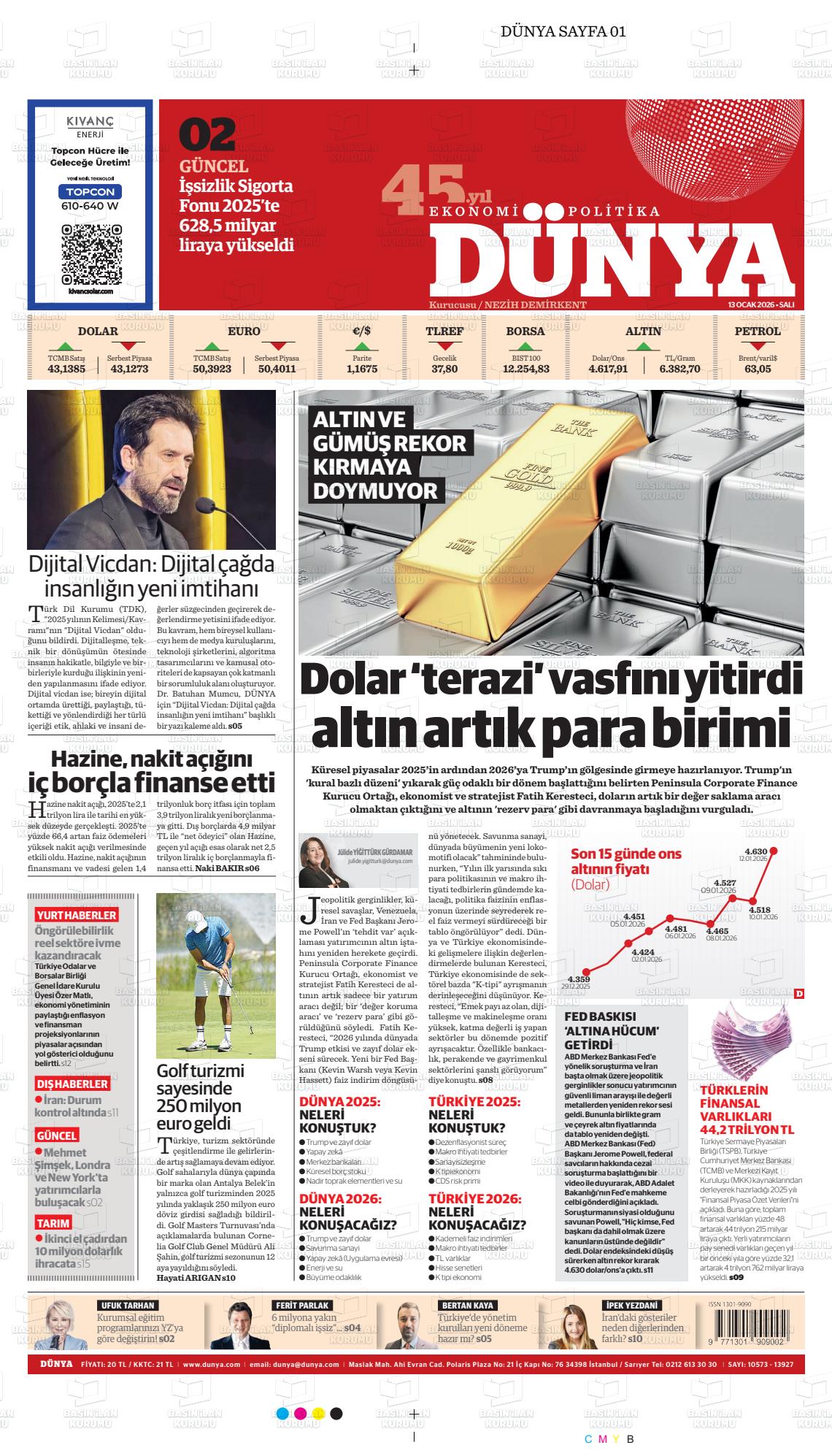 Dünya Gazetesi 13.01.2026