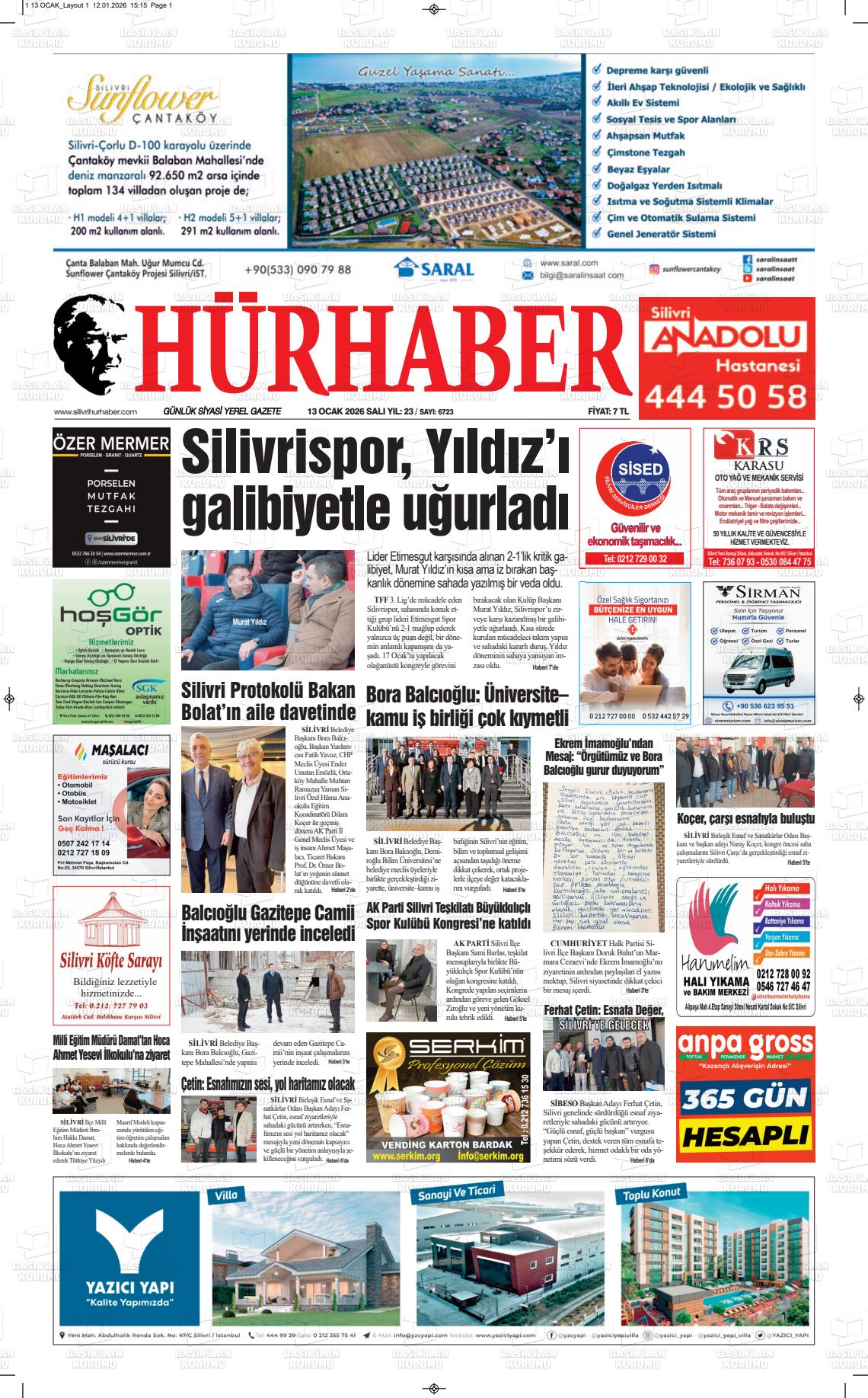 Hür Haber Gazetesi 13.01.2026