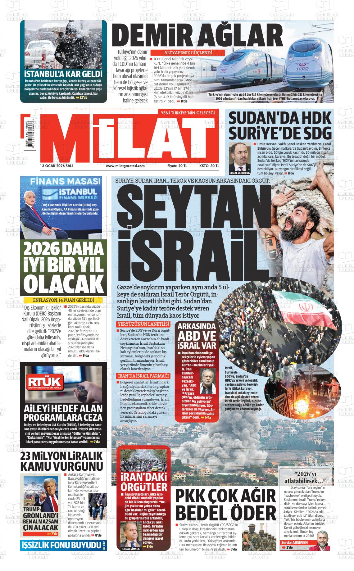 Milat Gazetesi 13.01.2026