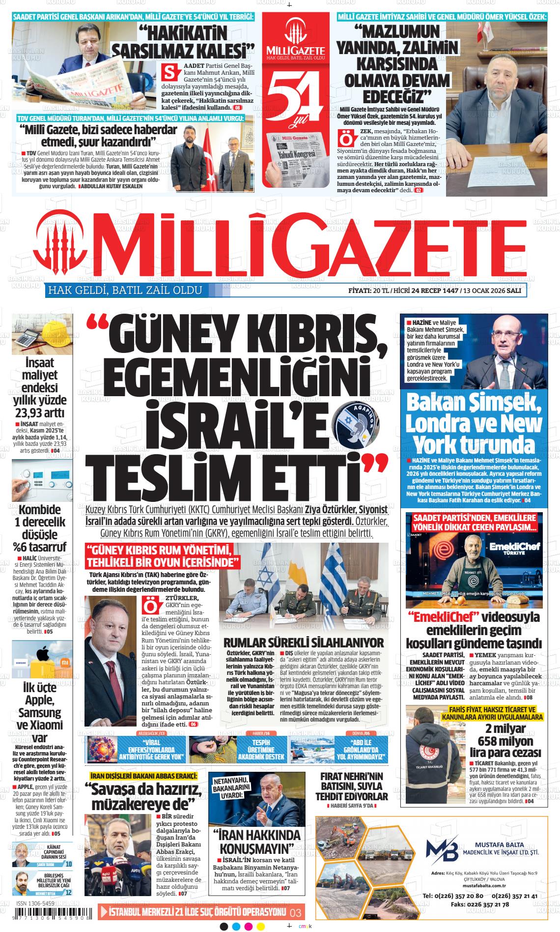 Milli Gazete Gazetesi 13.01.2026