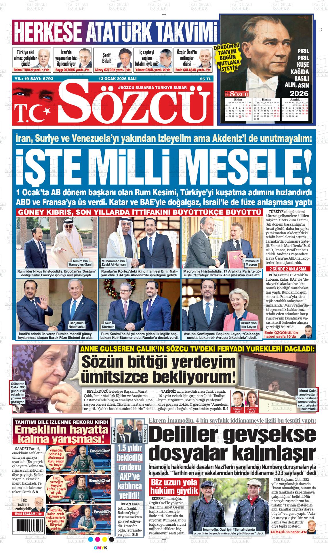 Sözcü Gazetesi 13.01.2026