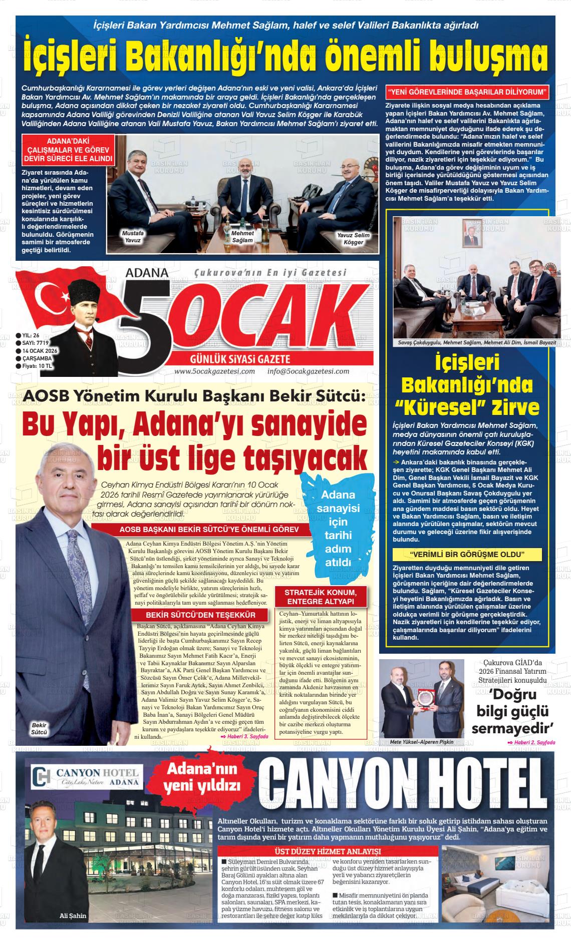 Adana 5 Ocak 14.01.2026