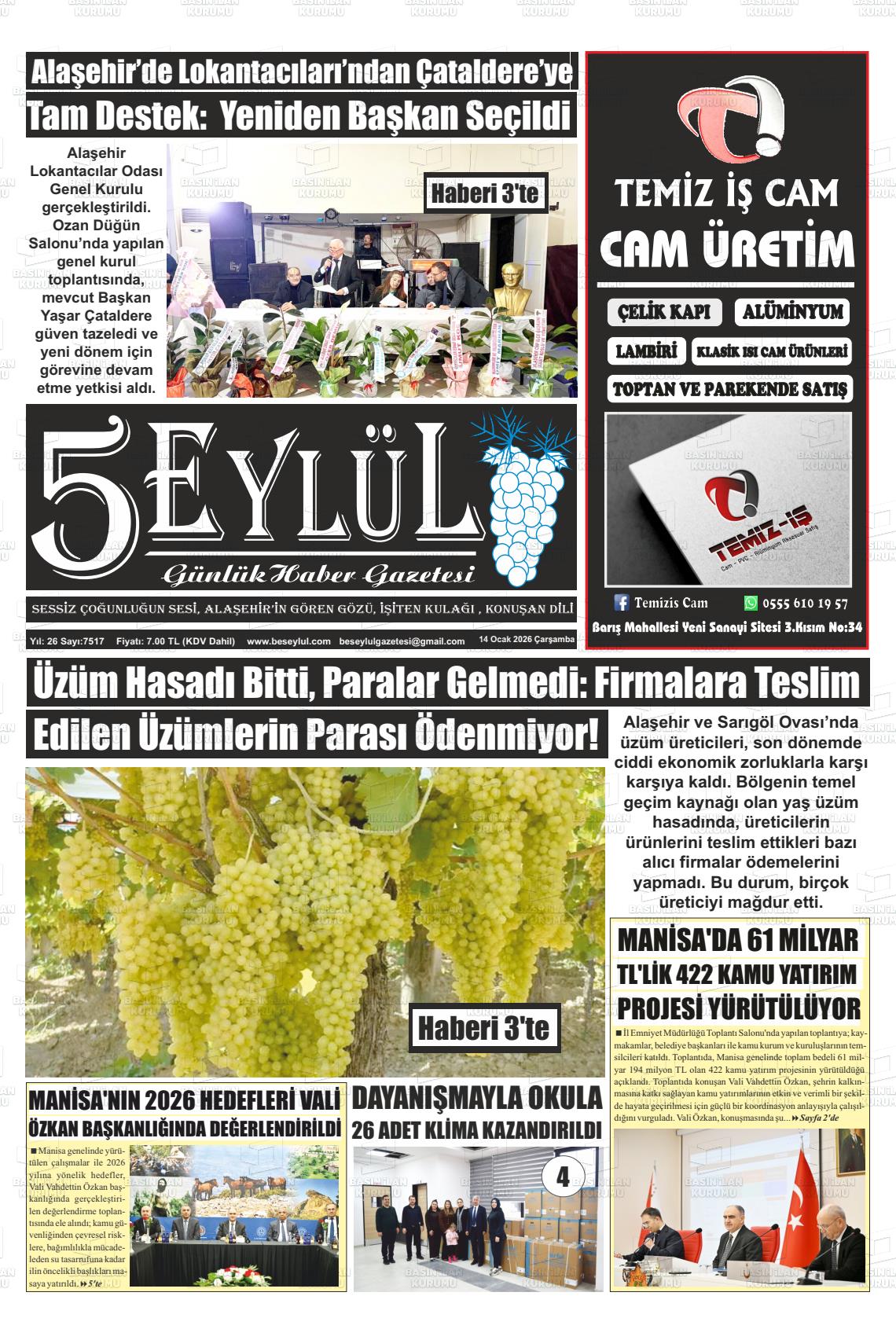 Manisa Alasehir 5 Eylul 14.01.2026