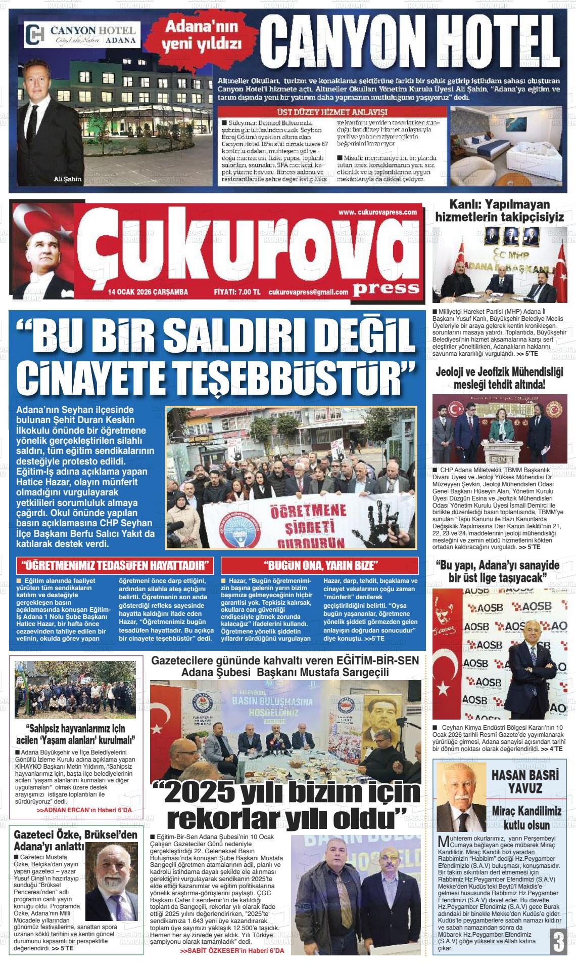 Adana Cukurovapress 14.01.2026