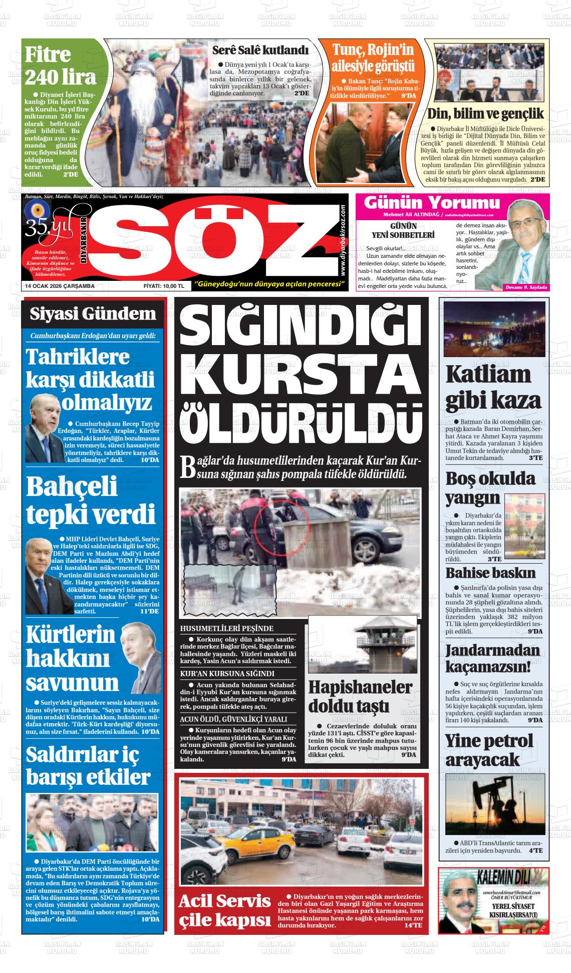 Diyarbakir Soz 14.01.2026