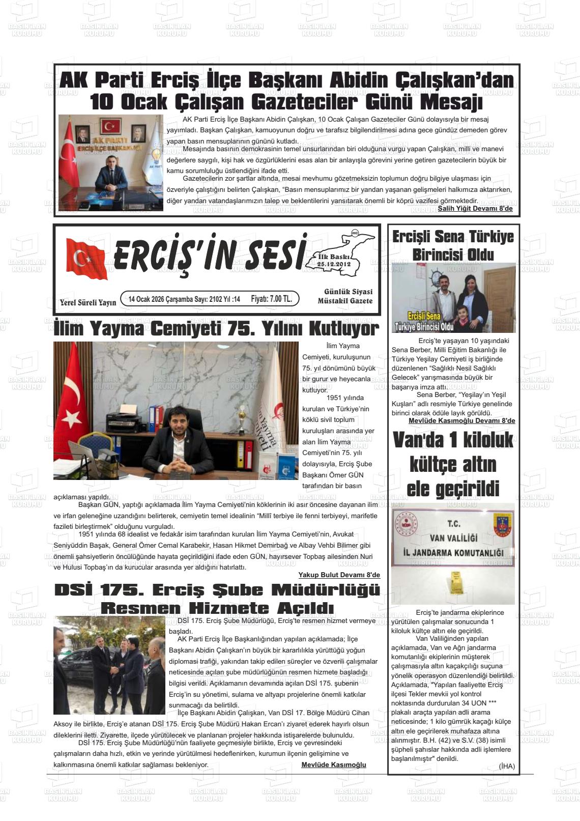 Van Ercisinsesi 14.01.2026