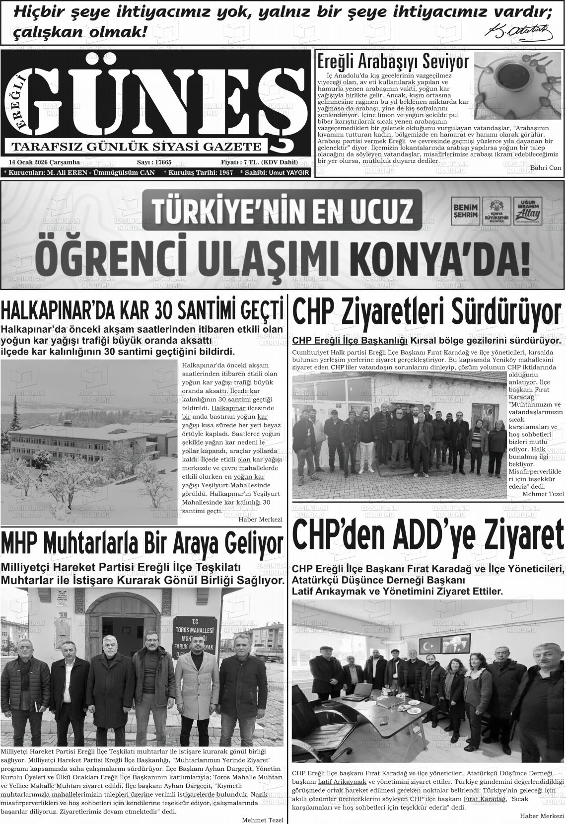 Konya Eregligunes 14.01.2026