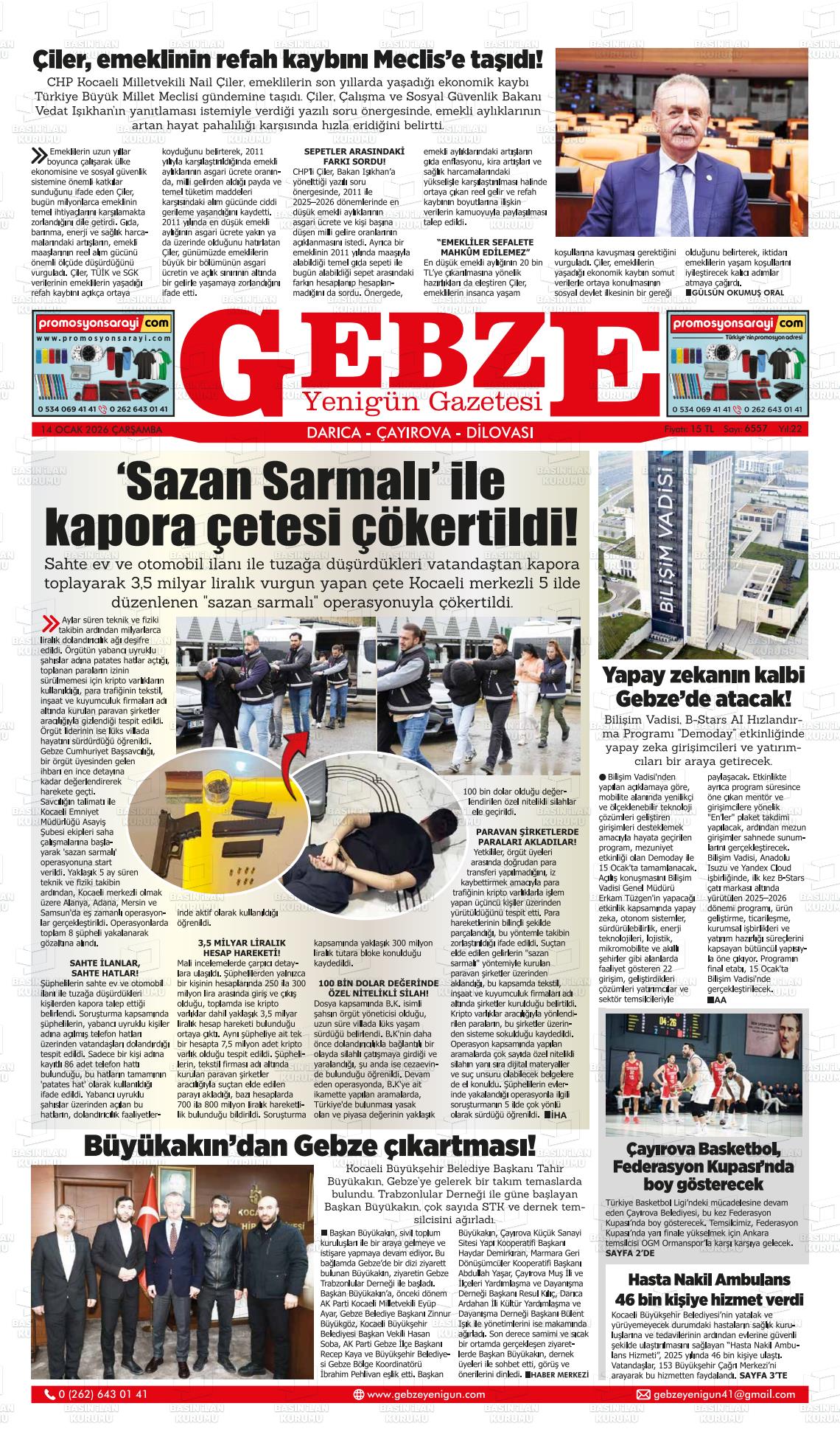 Kocaeli Gebzeyenigun 14.01.2026