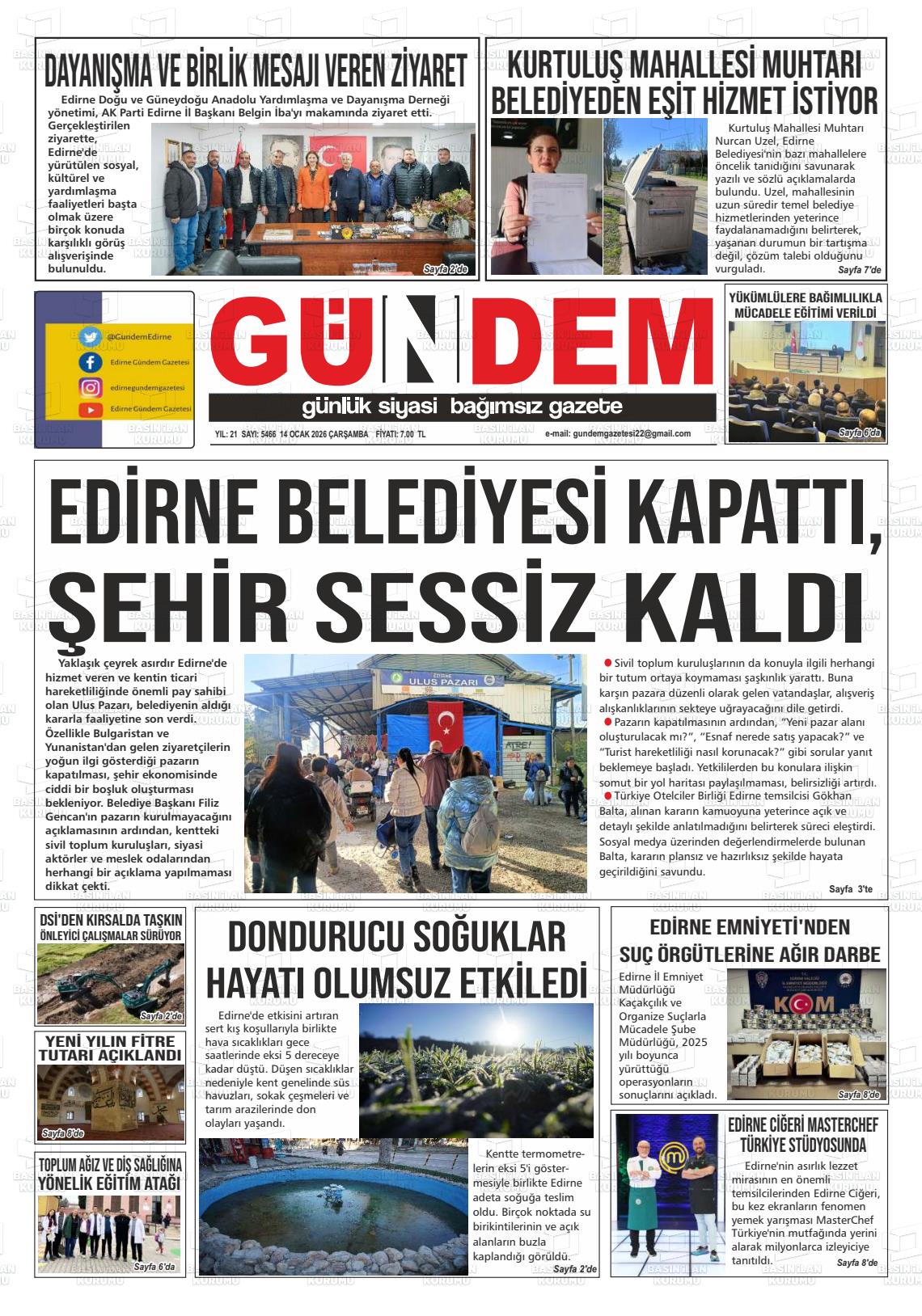 Edirne Gundem 14.01.2026