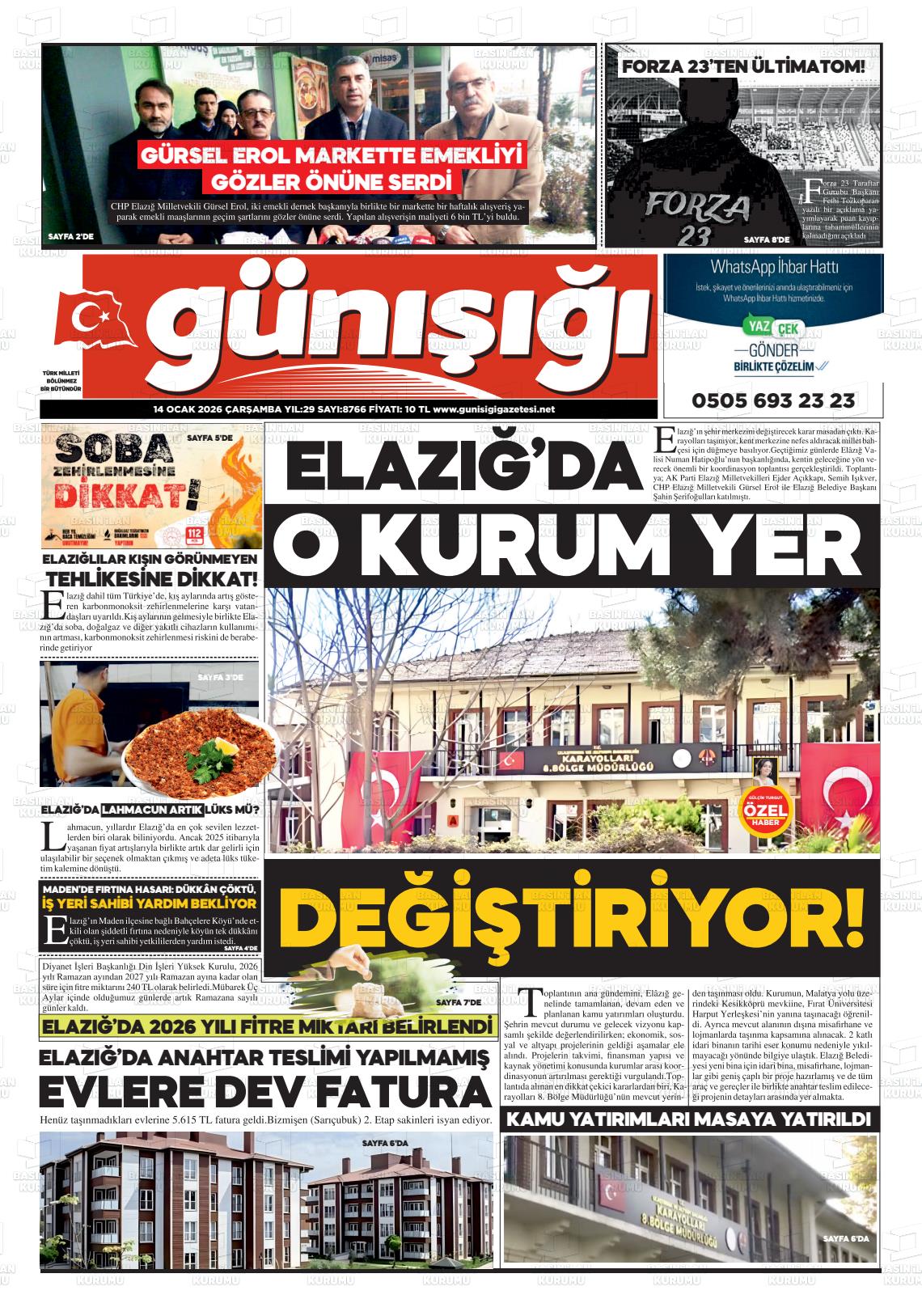 Elazig Gunisigi 14.01.2026