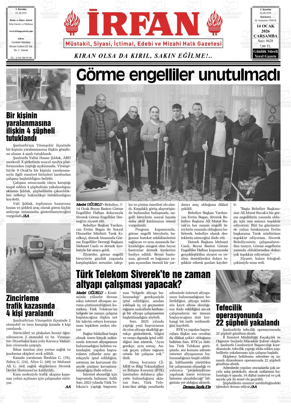 Sanliurfa Irfan 14.01.2026