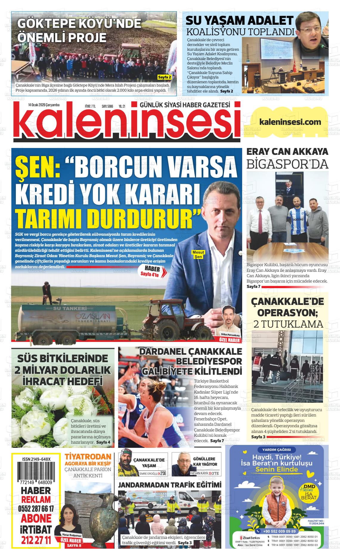 Canakkale Kaleninsesi 14.01.2026