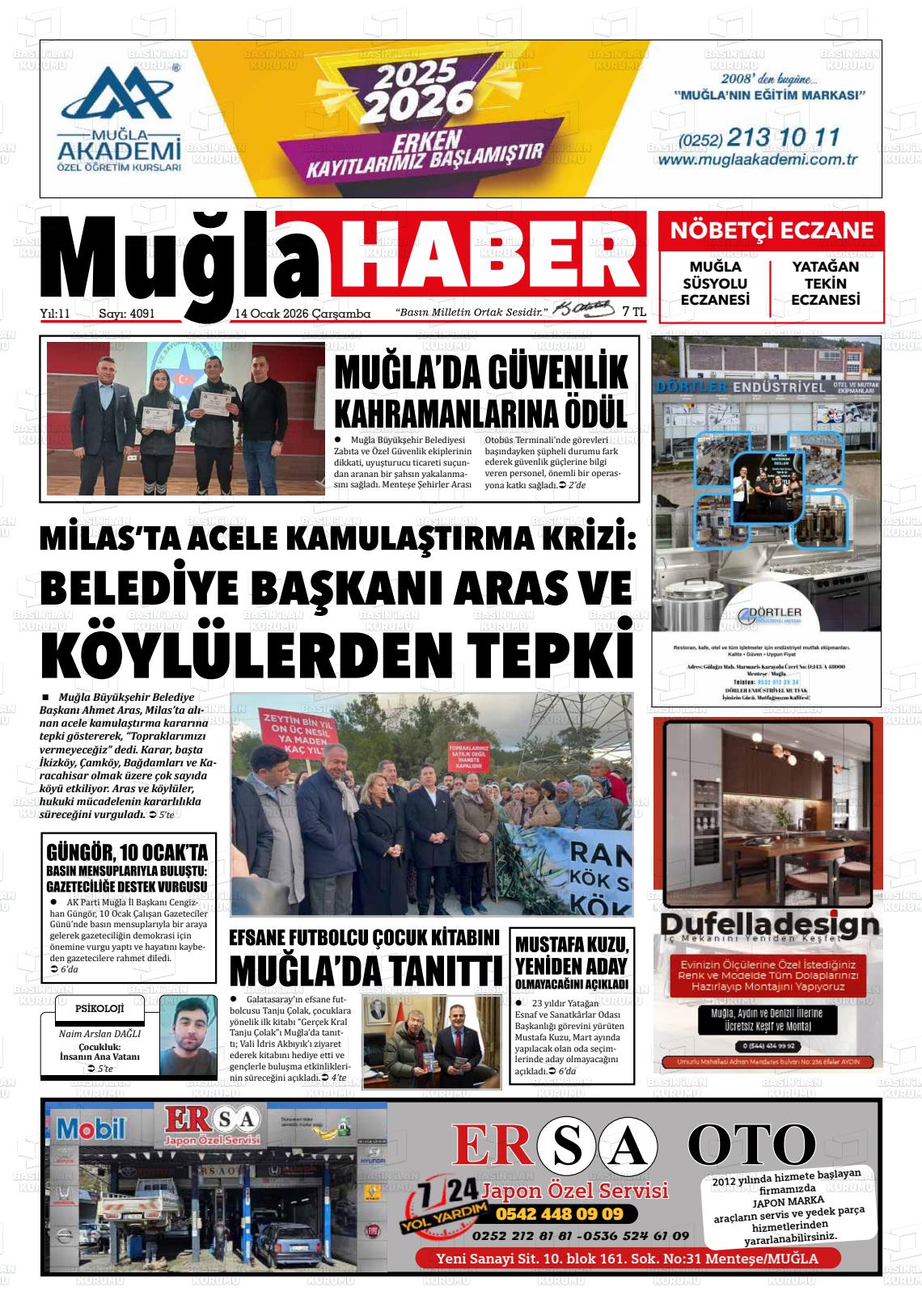 Mugla Haber 14.01.2026