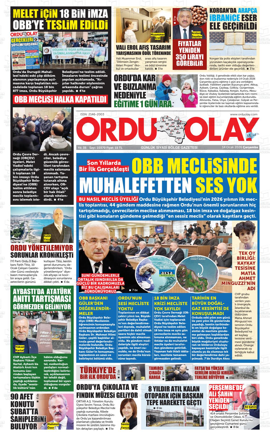 Ordu Olay 14.01.2026