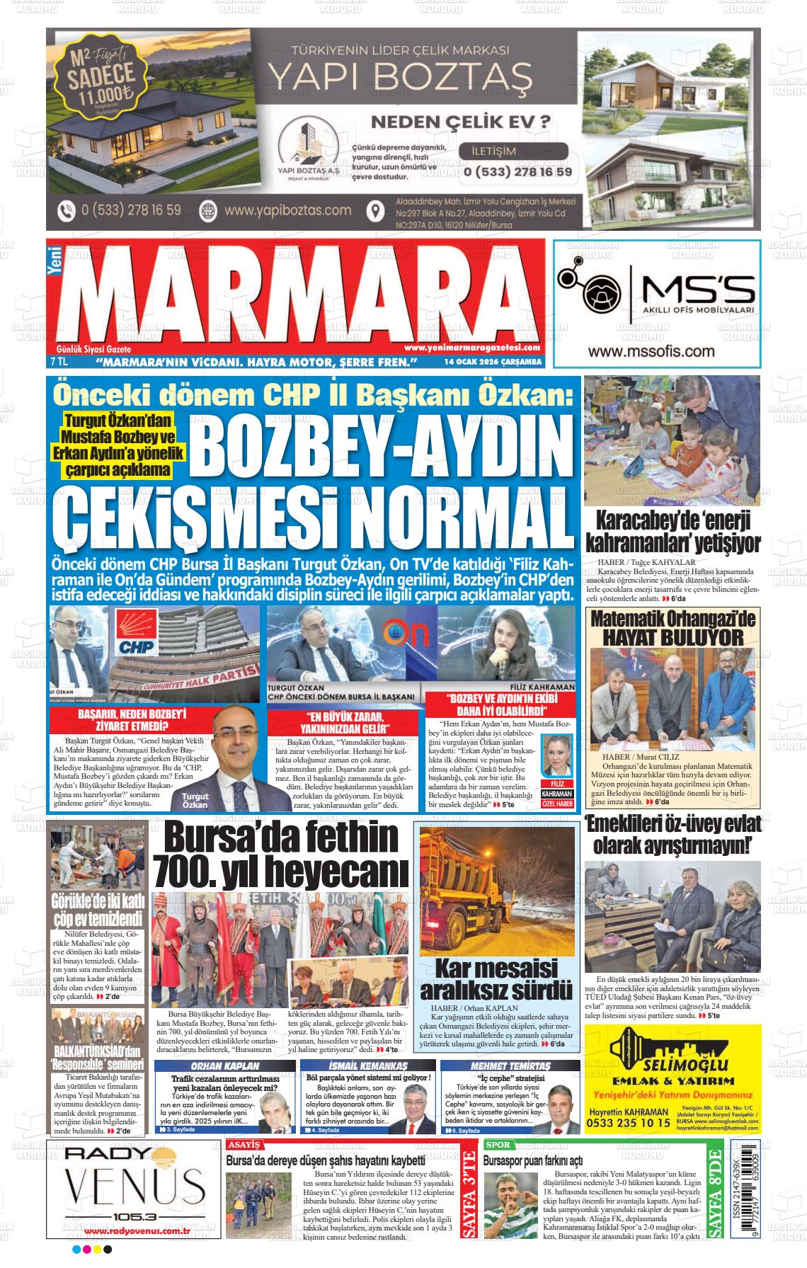 Bursa Yenimarmara 14.01.2026