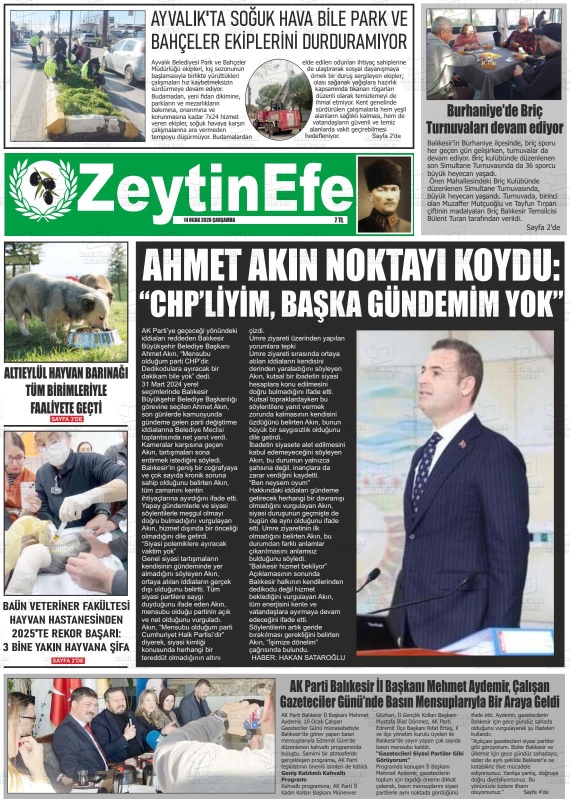 Balikesir Zeytinefe 14.01.2026