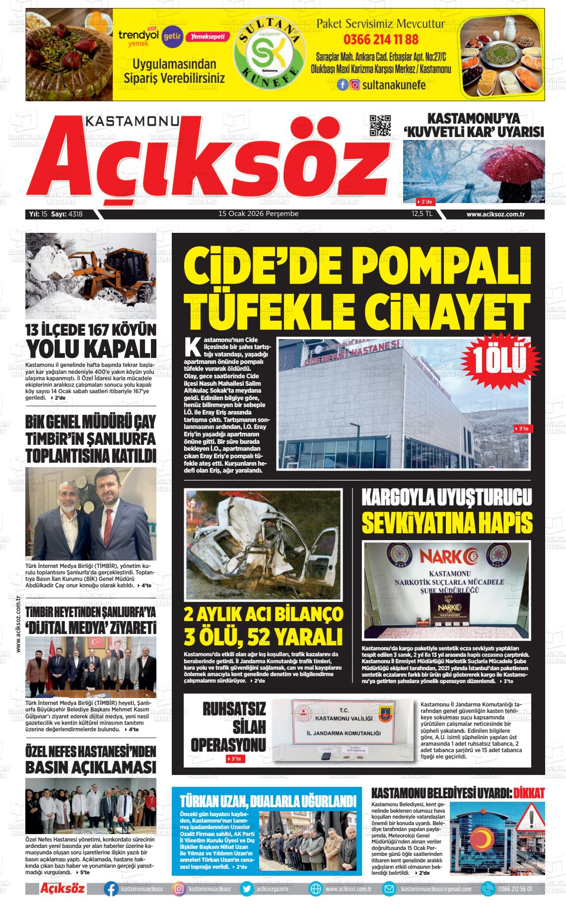 Kastamonu Aciksoz 15.01.2026