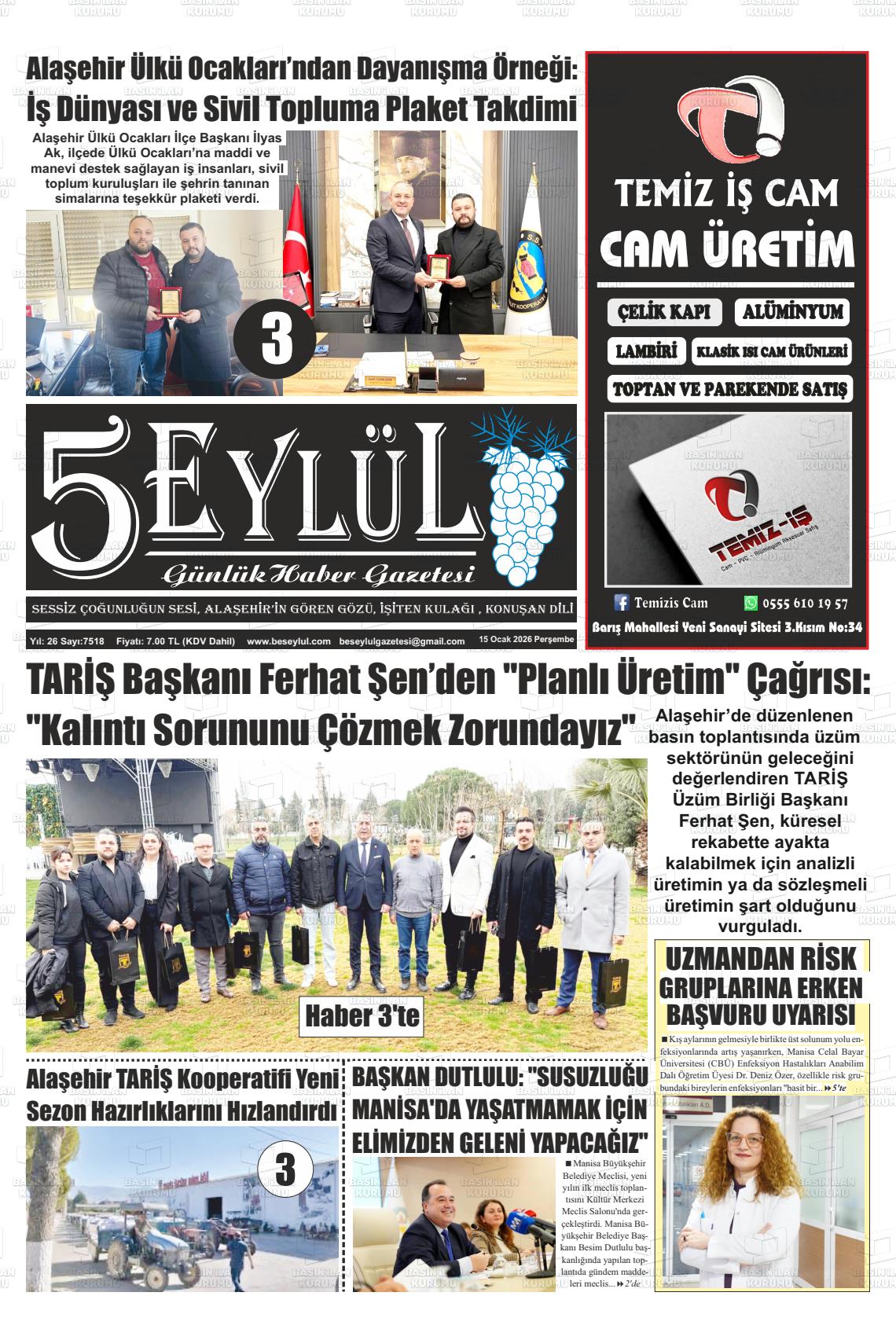 Manisa Alasehir 5 Eylul 15.01.2026