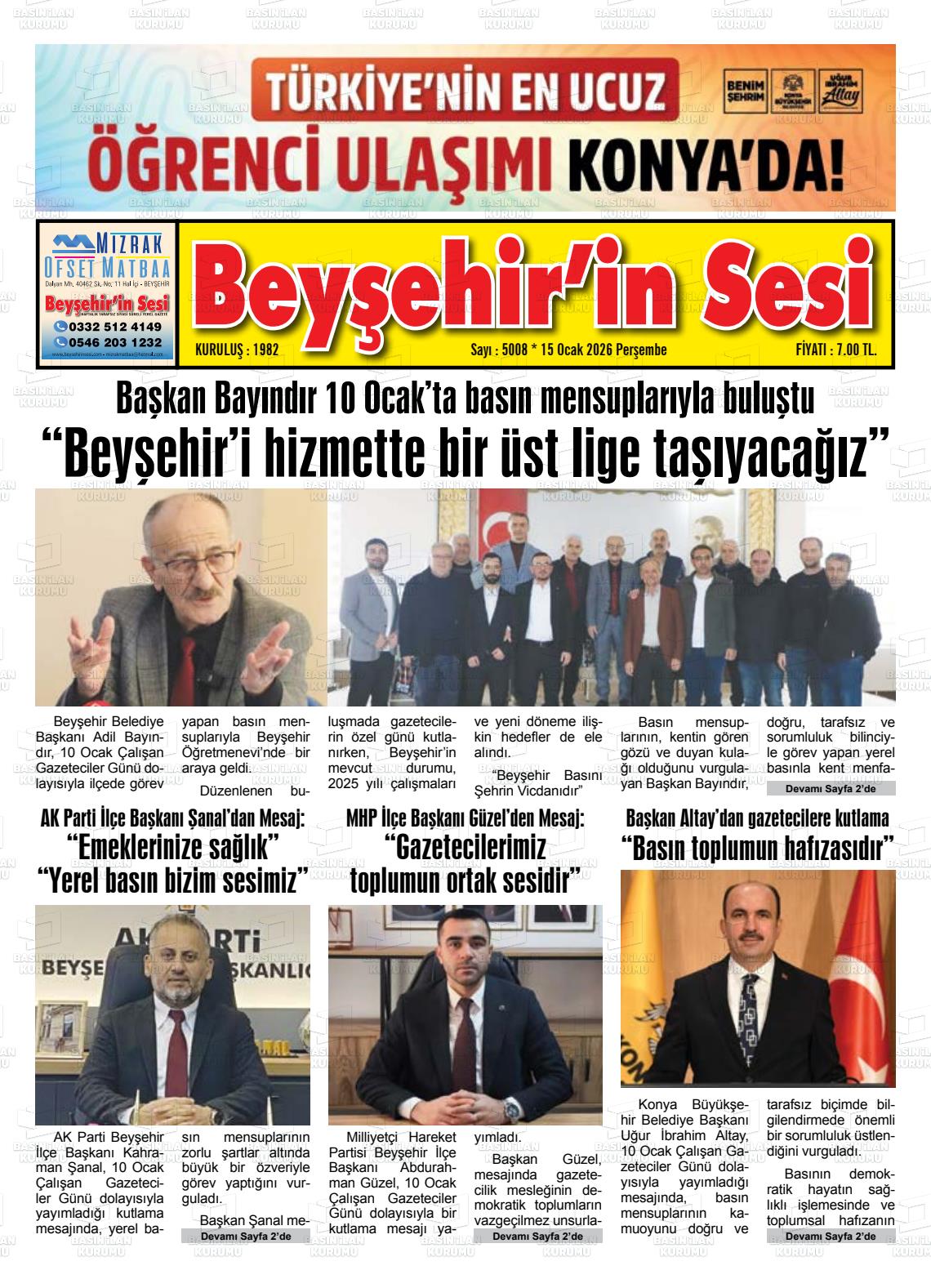 Konya Beysehirinsesi 15.01.2026