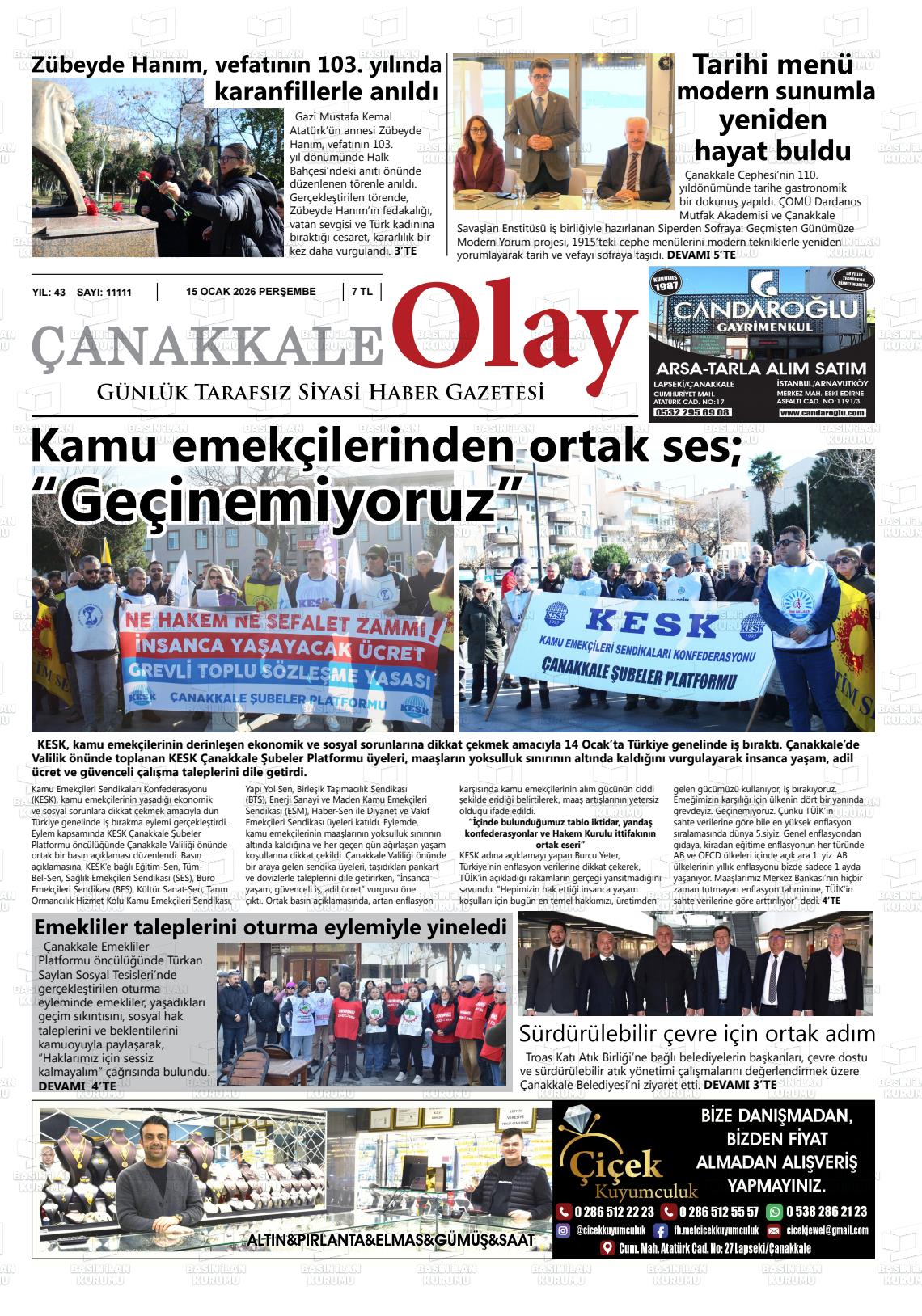 Canakkale Olay 15.01.2026