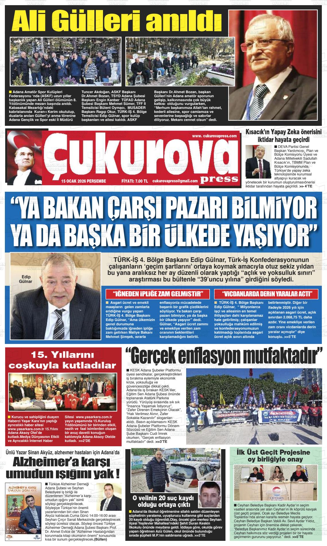 Adana Cukurovapress 15.01.2026