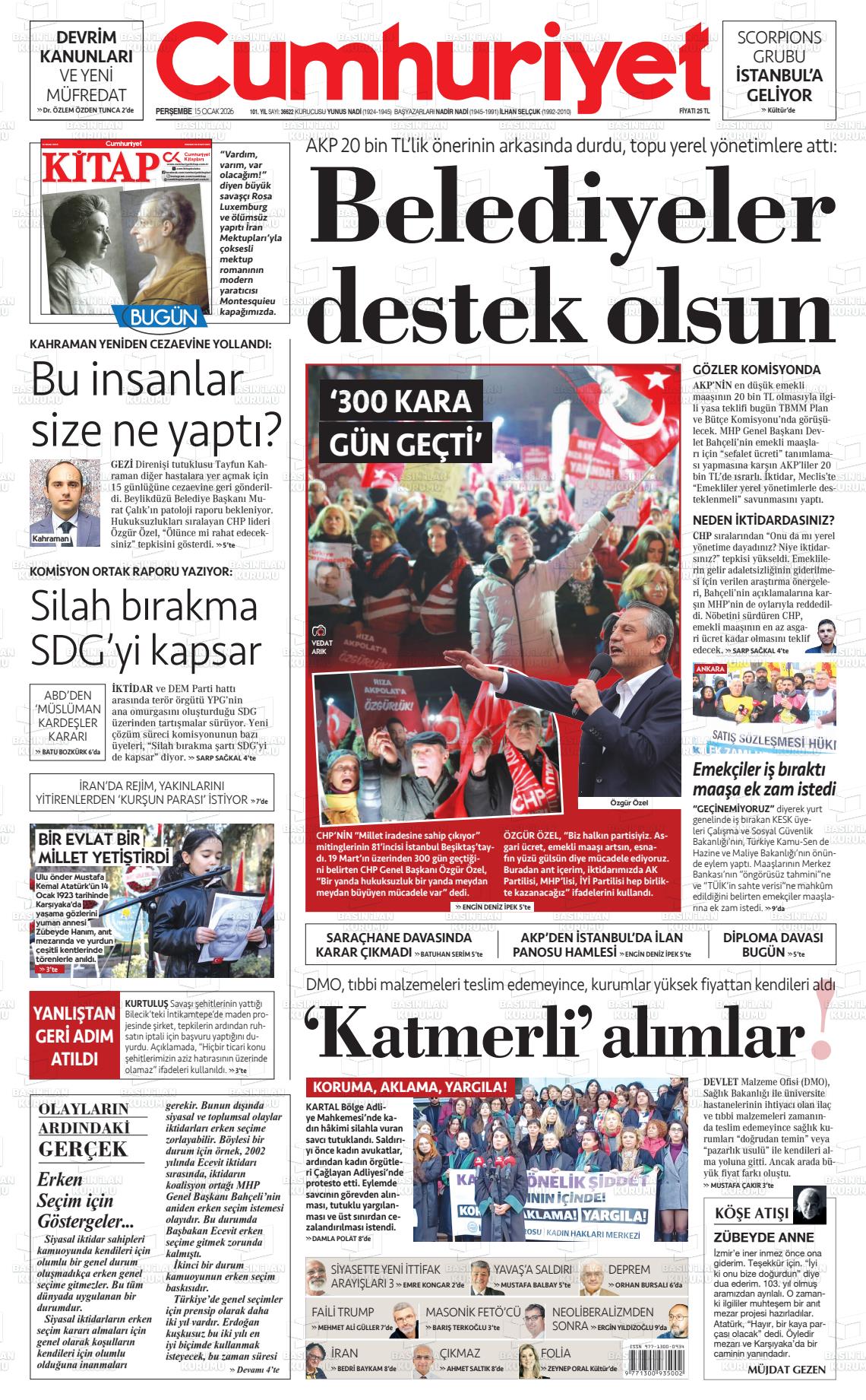 Cumhuriyet Gazetesi 15.01.2026