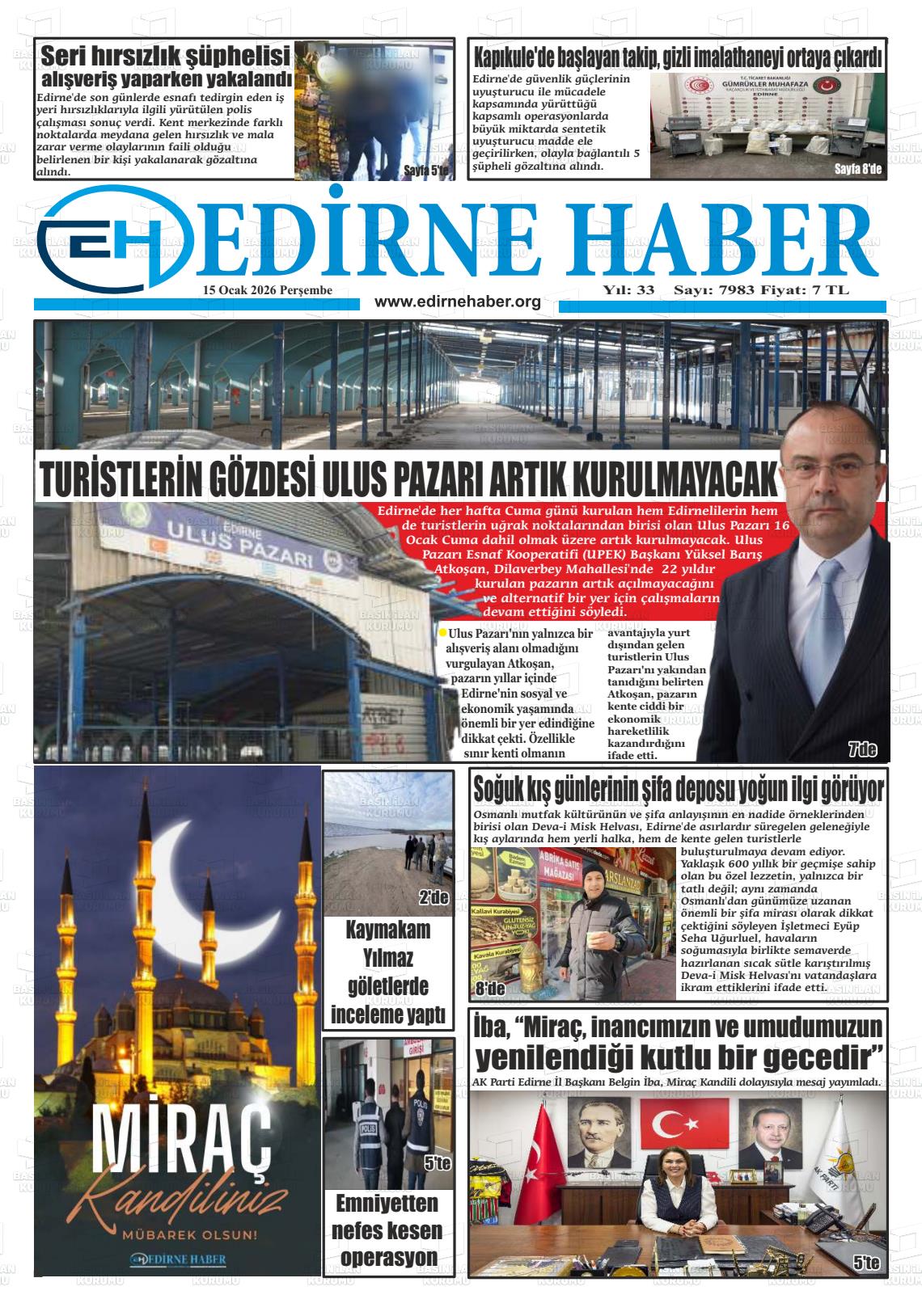 Edirne Haber 15.01.2026