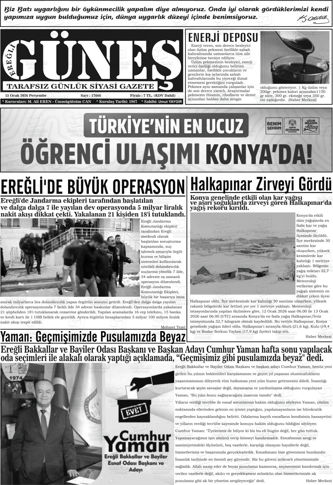 Konya Eregligunes 15.01.2026