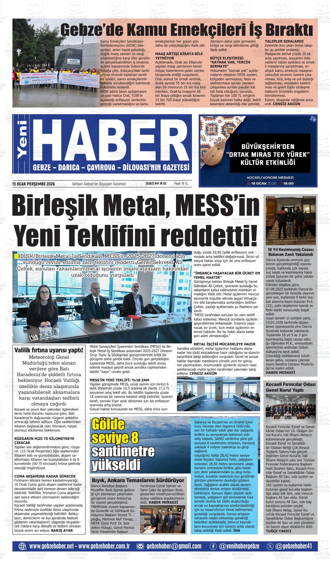 Kocaeli Gebzehaber 15.01.2026