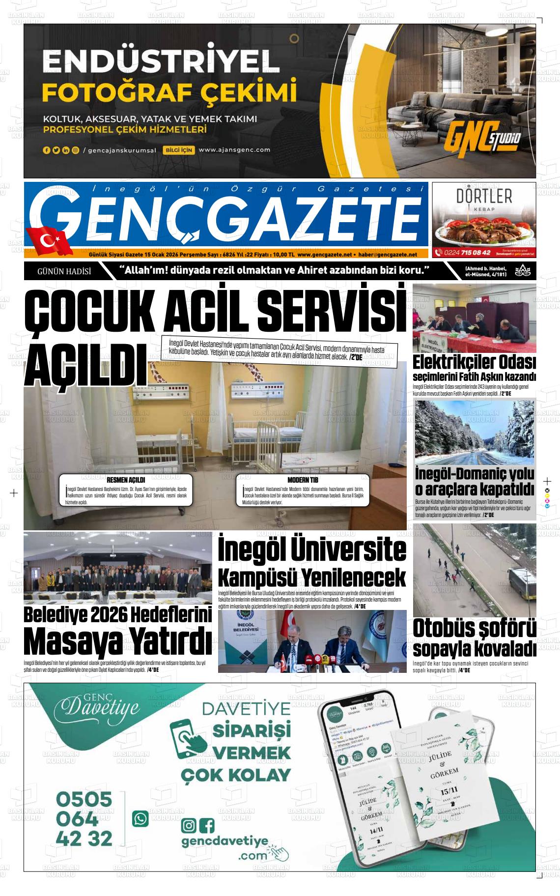 Bursa Gencgazete 15.01.2026