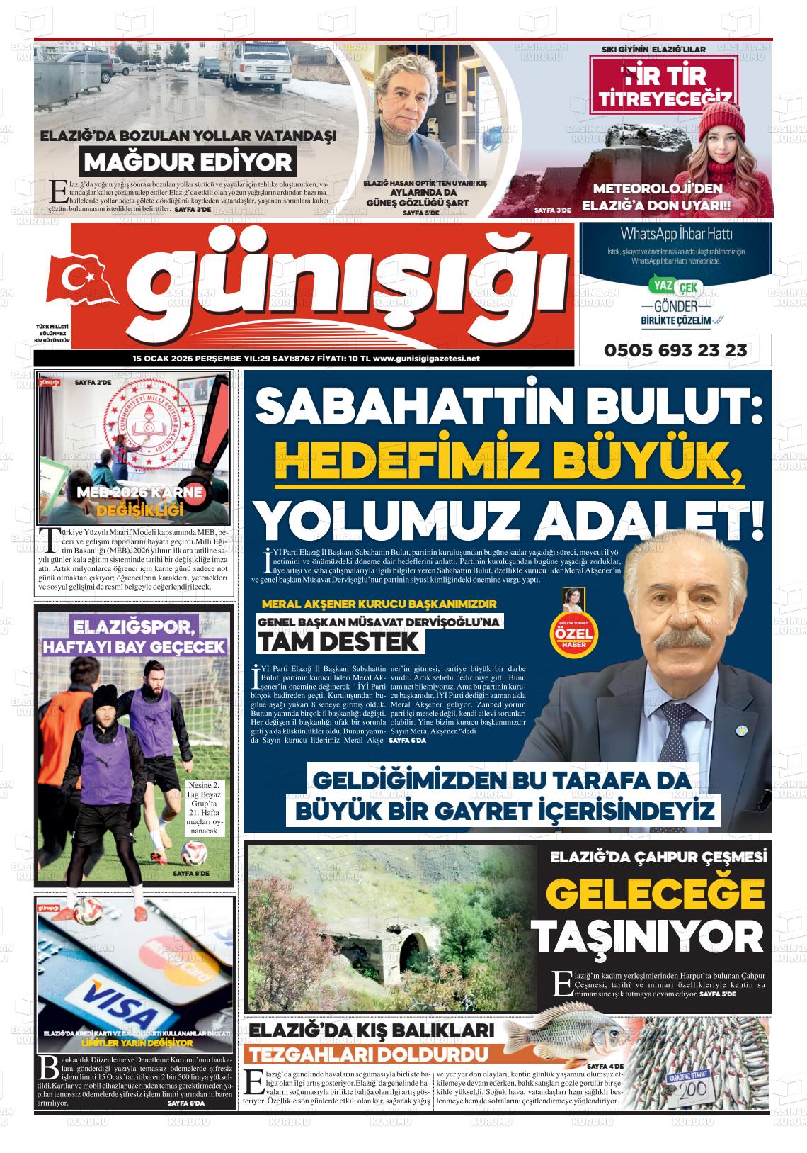 Elazig Gunisigi 15.01.2026