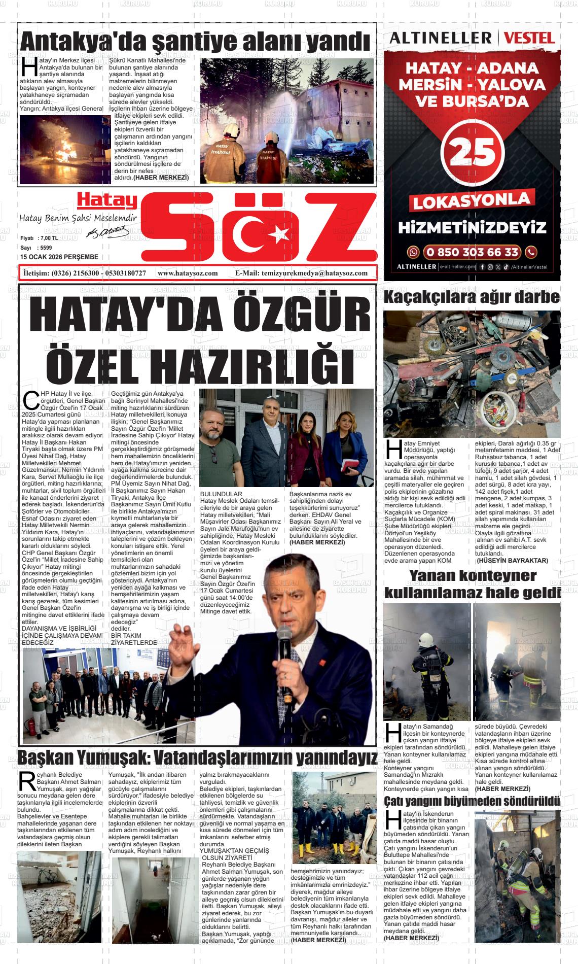 Hatay Soz 15.01.2026